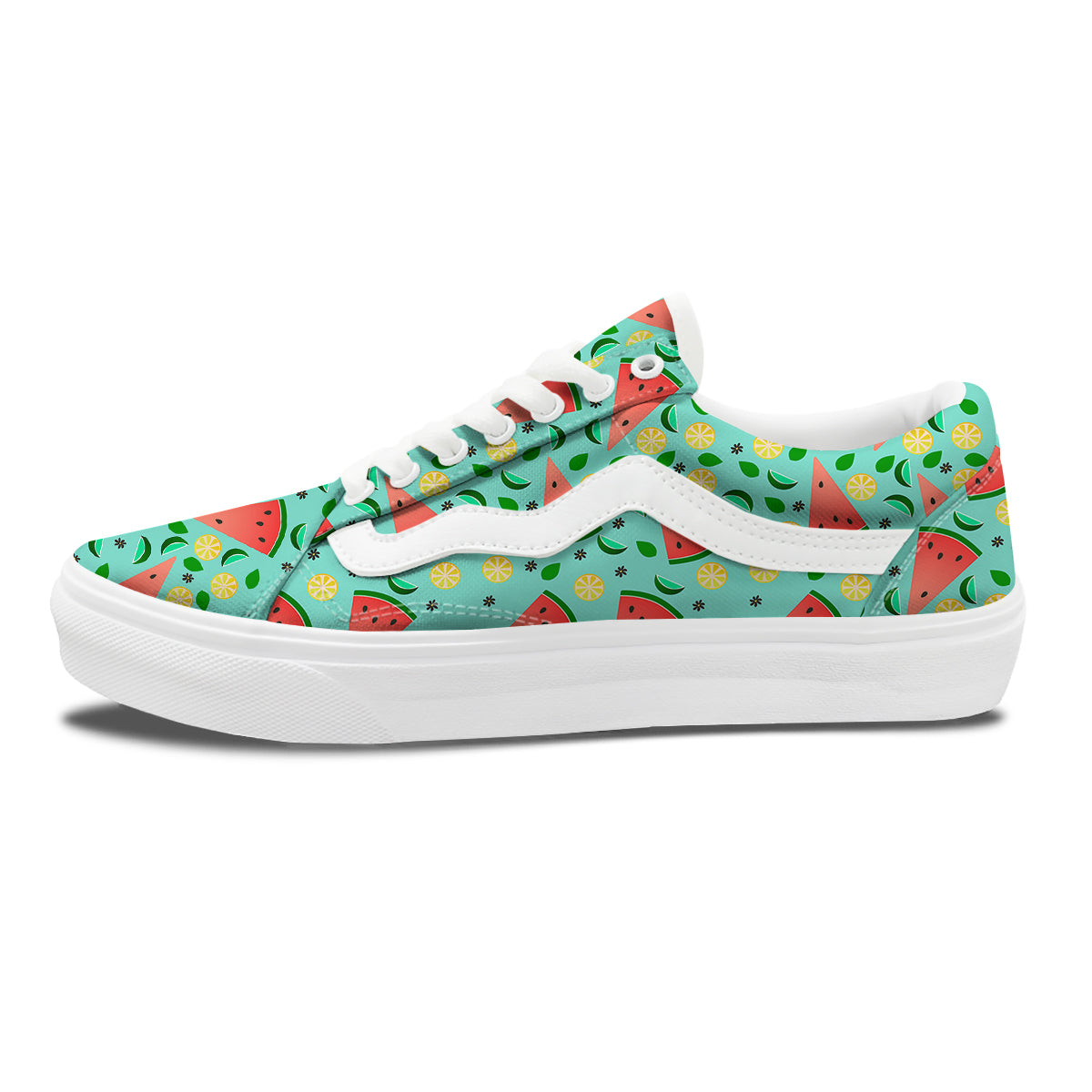 Watermelon Lime Green Print Pattern Skate Shoes-grizzshop