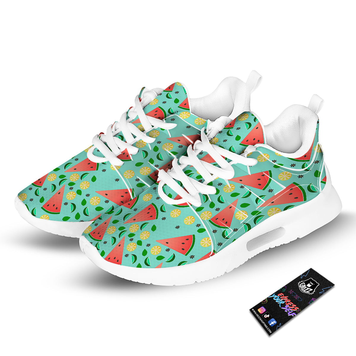 Watermelon Lime Green Print Pattern Tennis Shoes-grizzshop