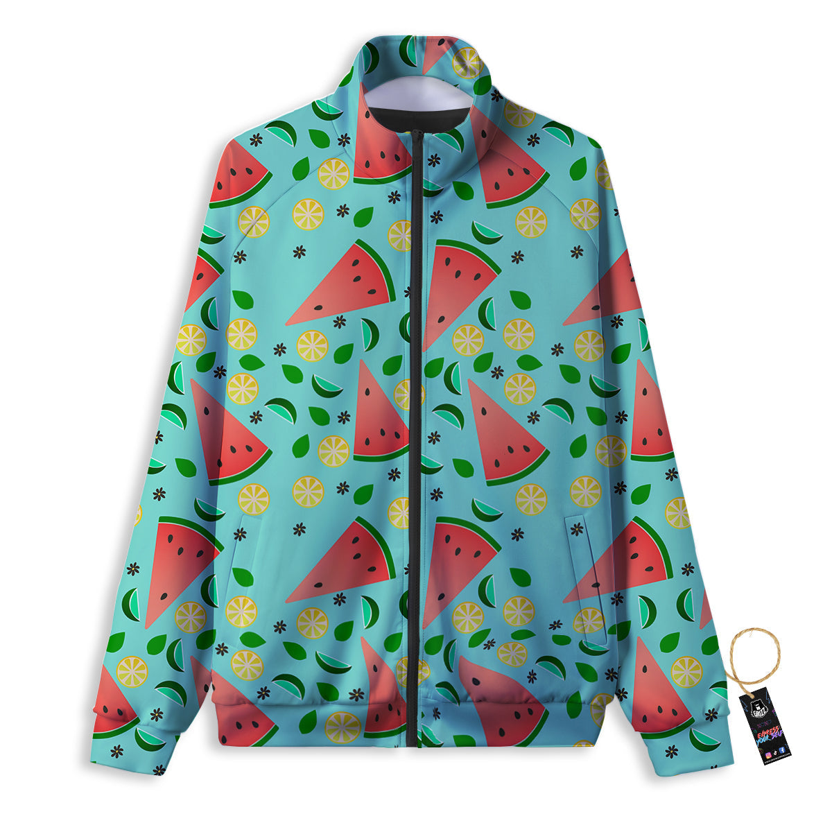 Watermelon Lime Green Print Pattern Track Jacket-grizzshop