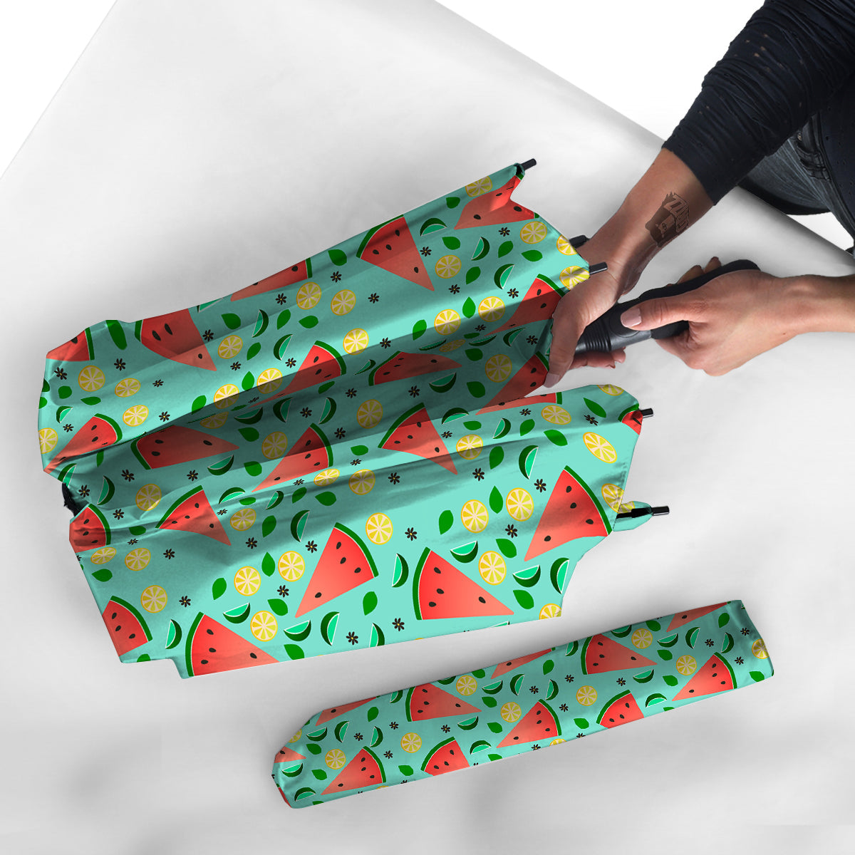 Watermelon Lime Green Print Pattern Umbrella-grizzshop