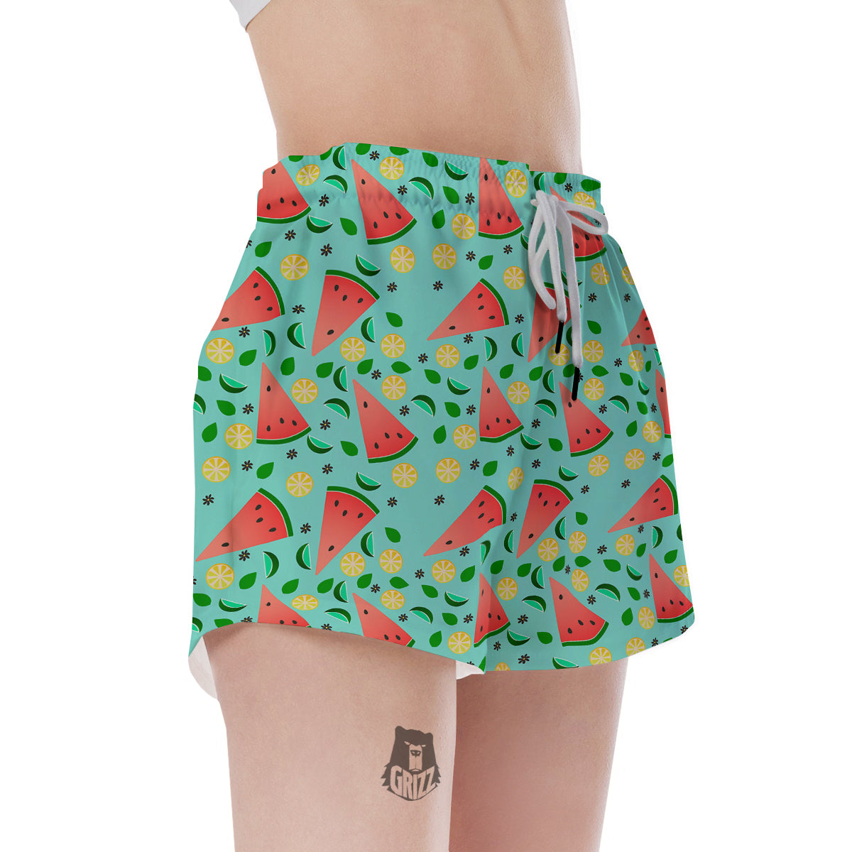Watermelon Lime Green Print Pattern Women's Shorts-grizzshop