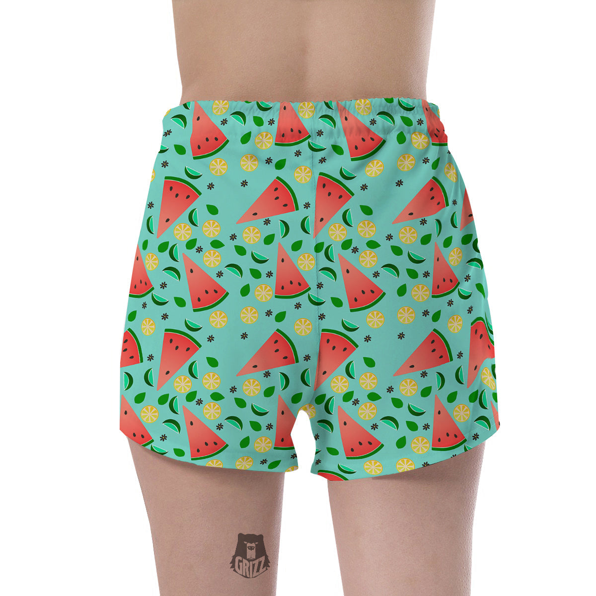 Watermelon Lime Green Print Pattern Women's Shorts-grizzshop