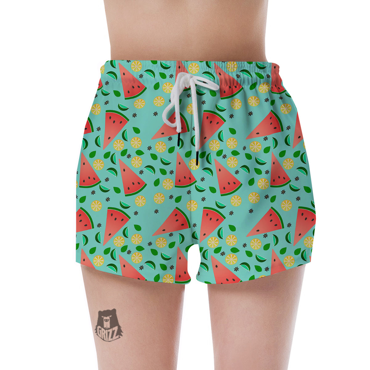Watermelon Lime Green Print Pattern Women's Shorts-grizzshop