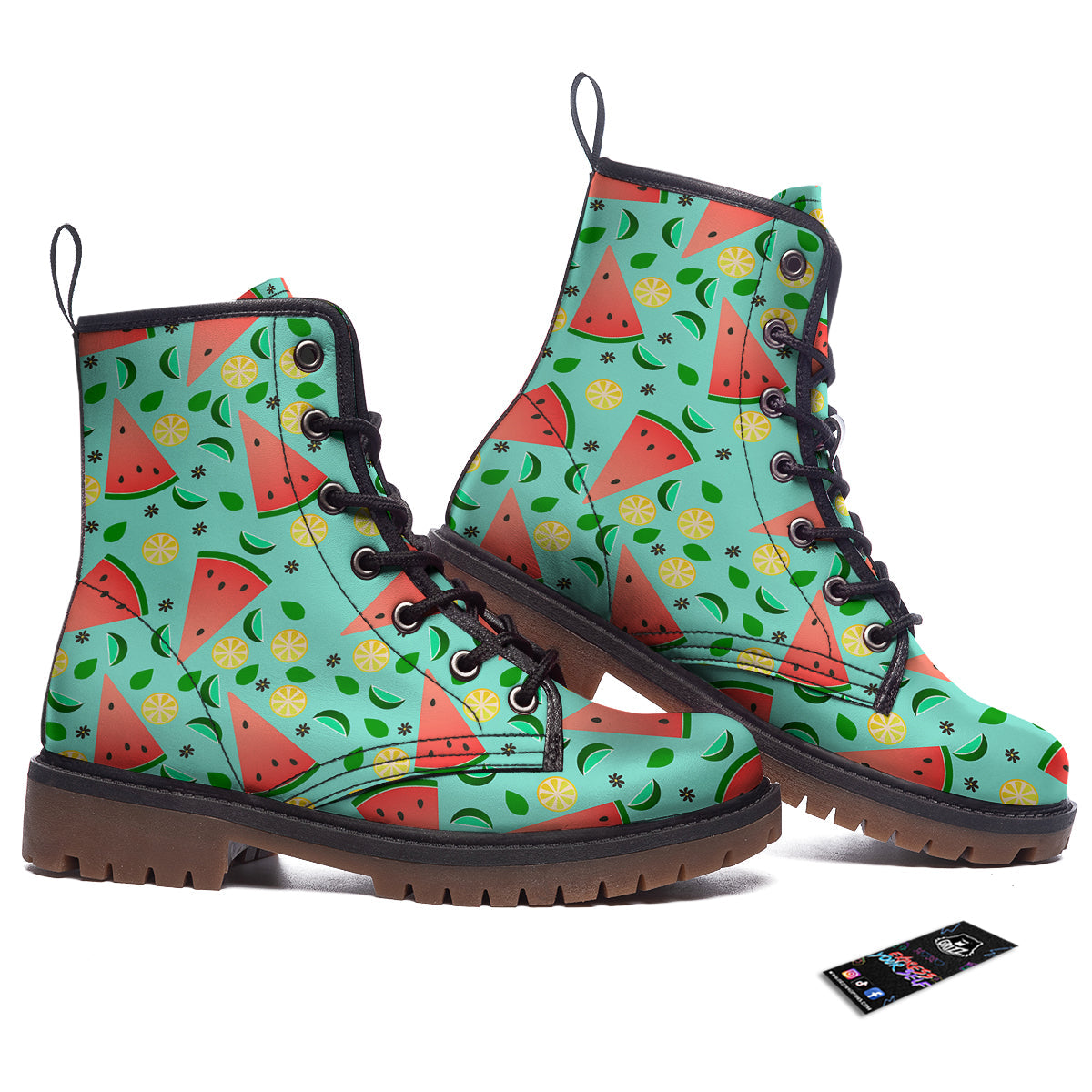 Watermelon Lime Green Print Pattern Work Boots-grizzshop