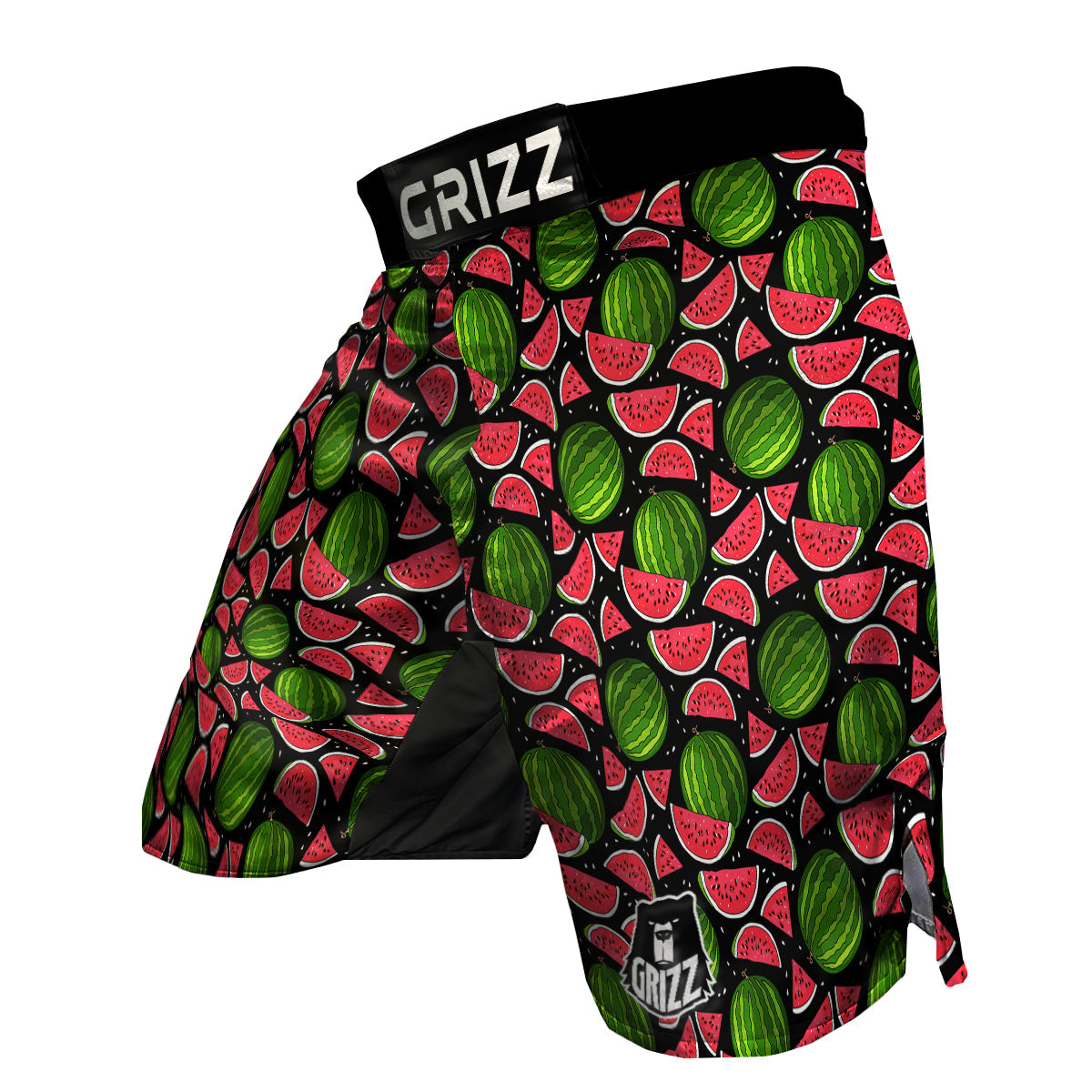 Watermelon Piece Black Pattern Print MMA Shorts-grizzshop