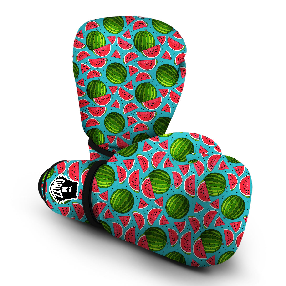 Watermelon Piece Blue Pattern Print Boxing Gloves-grizzshop