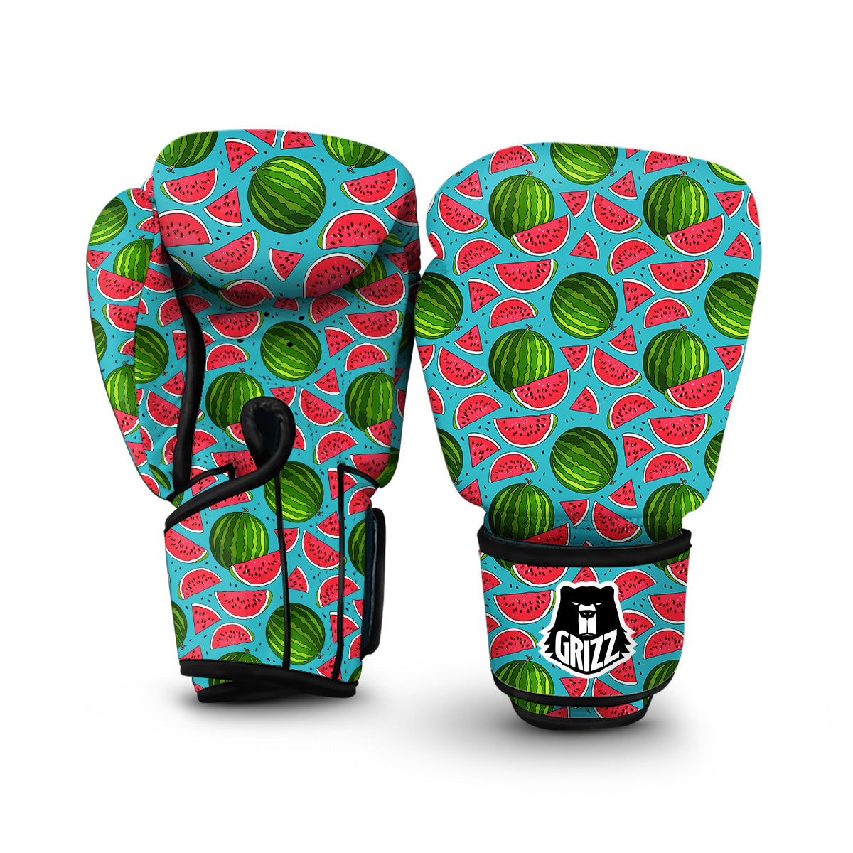 Watermelon Piece Blue Pattern Print Boxing Gloves-grizzshop