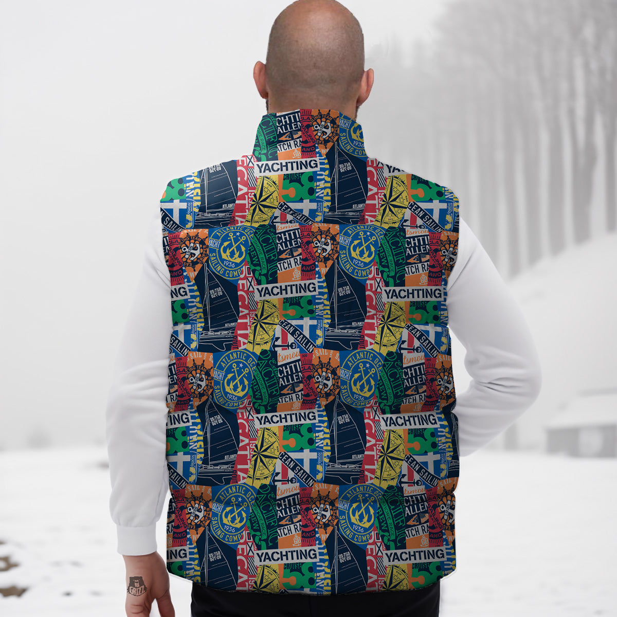 Watermelon Piece Blue Pattern Print Down Vest-grizzshop