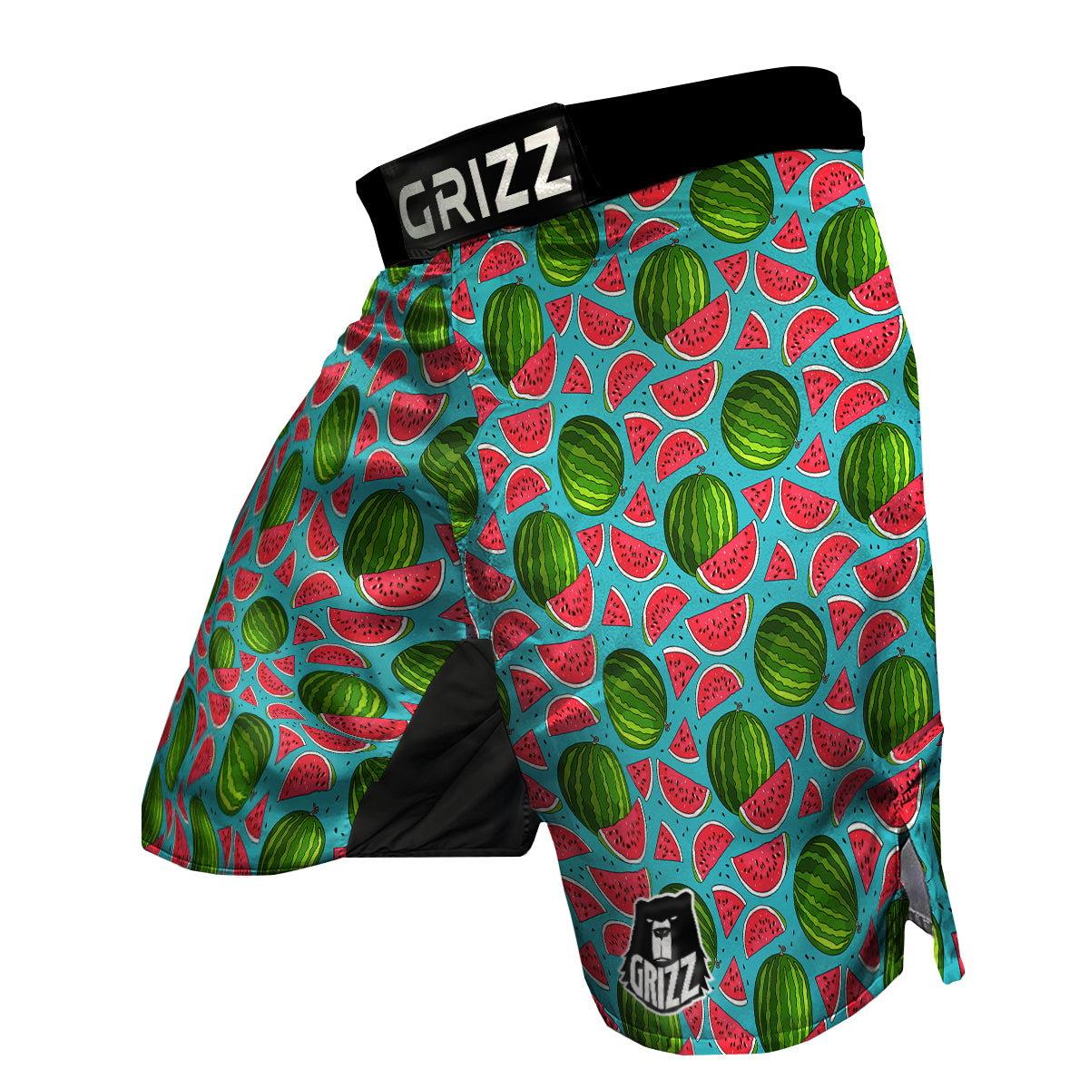Watermelon Piece Blue Pattern Print MMA Shorts-grizzshop