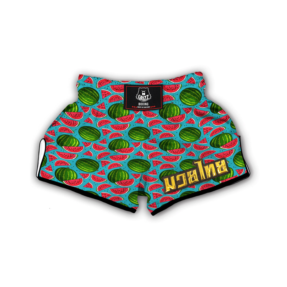 Watermelon Piece Blue Pattern Print Muay Thai Boxing Shorts-grizzshop