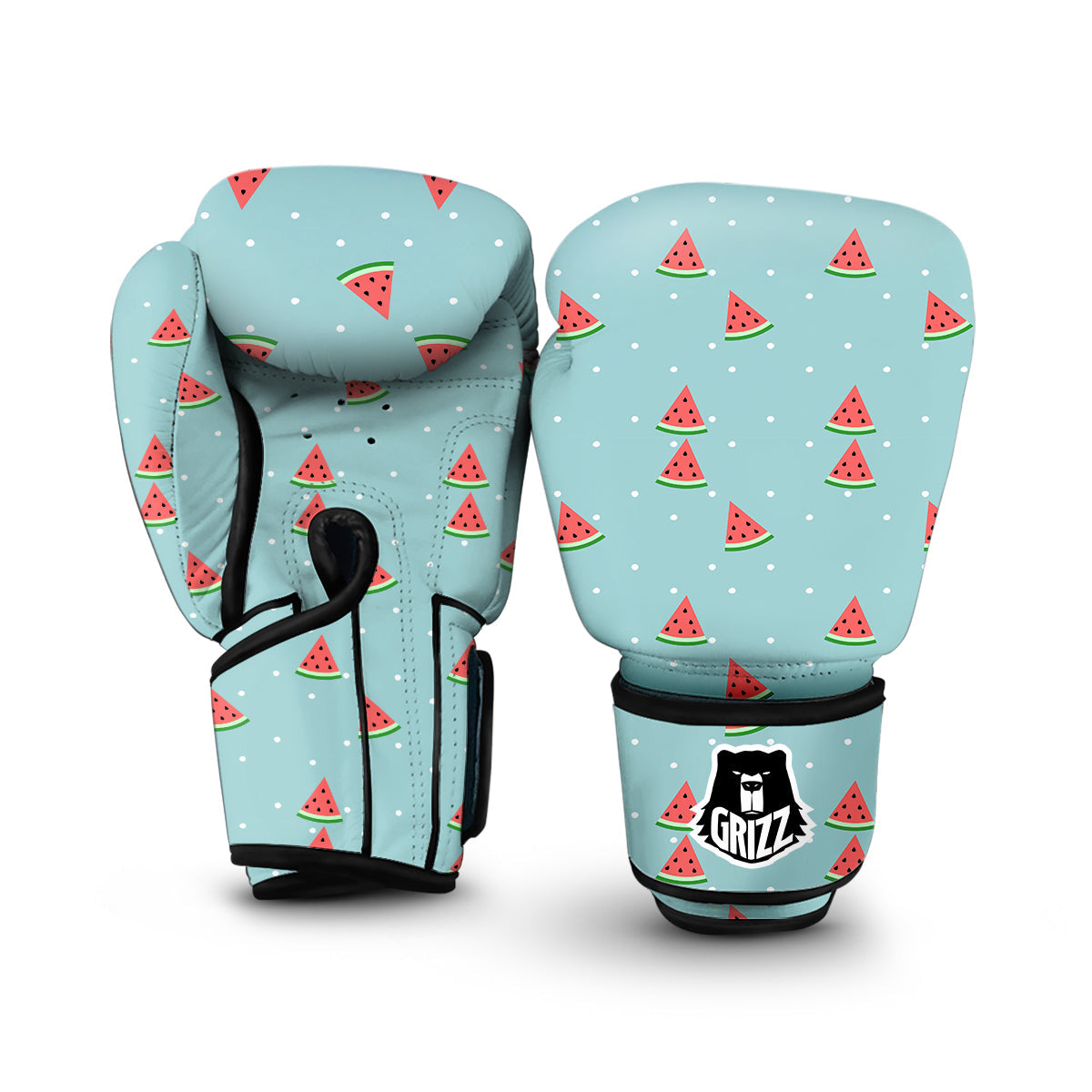 Watermelon Piece Polka Dot Blue Pattern Print Boxing Gloves-grizzshop