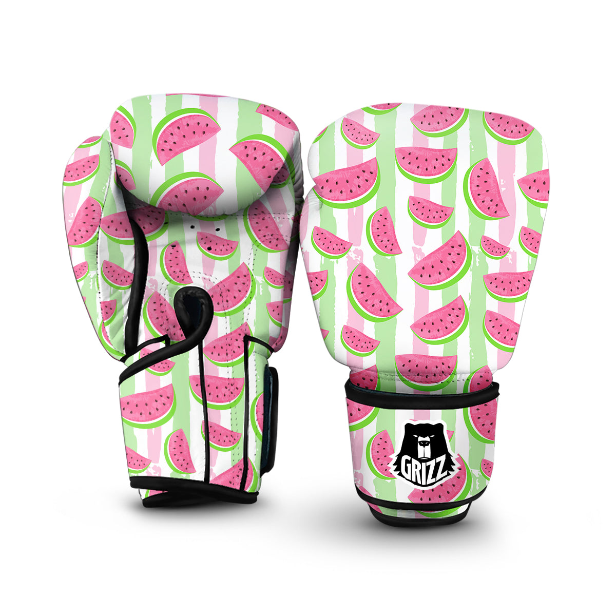 Watermelon Piece Stripe Green Pink Pattern Print Boxing Gloves-grizzshop