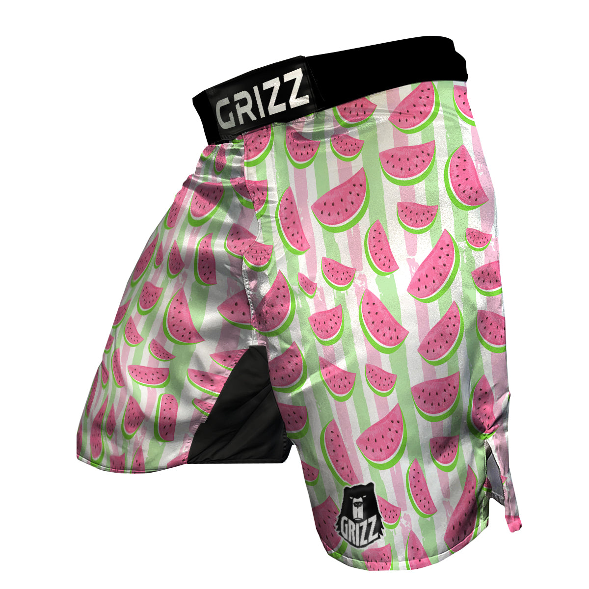 Watermelon Piece Stripe Green Pink Pattern Print MMA Shorts-grizzshop