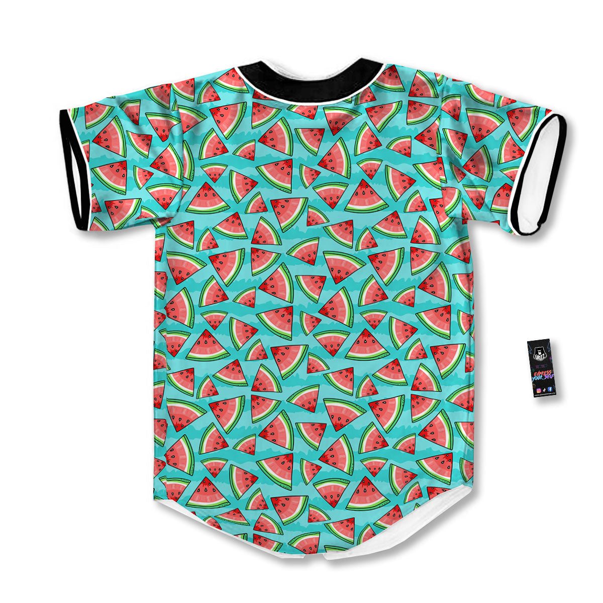 Watermelon Pieces Blue Print Pattern Baseball Jersey-grizzshop