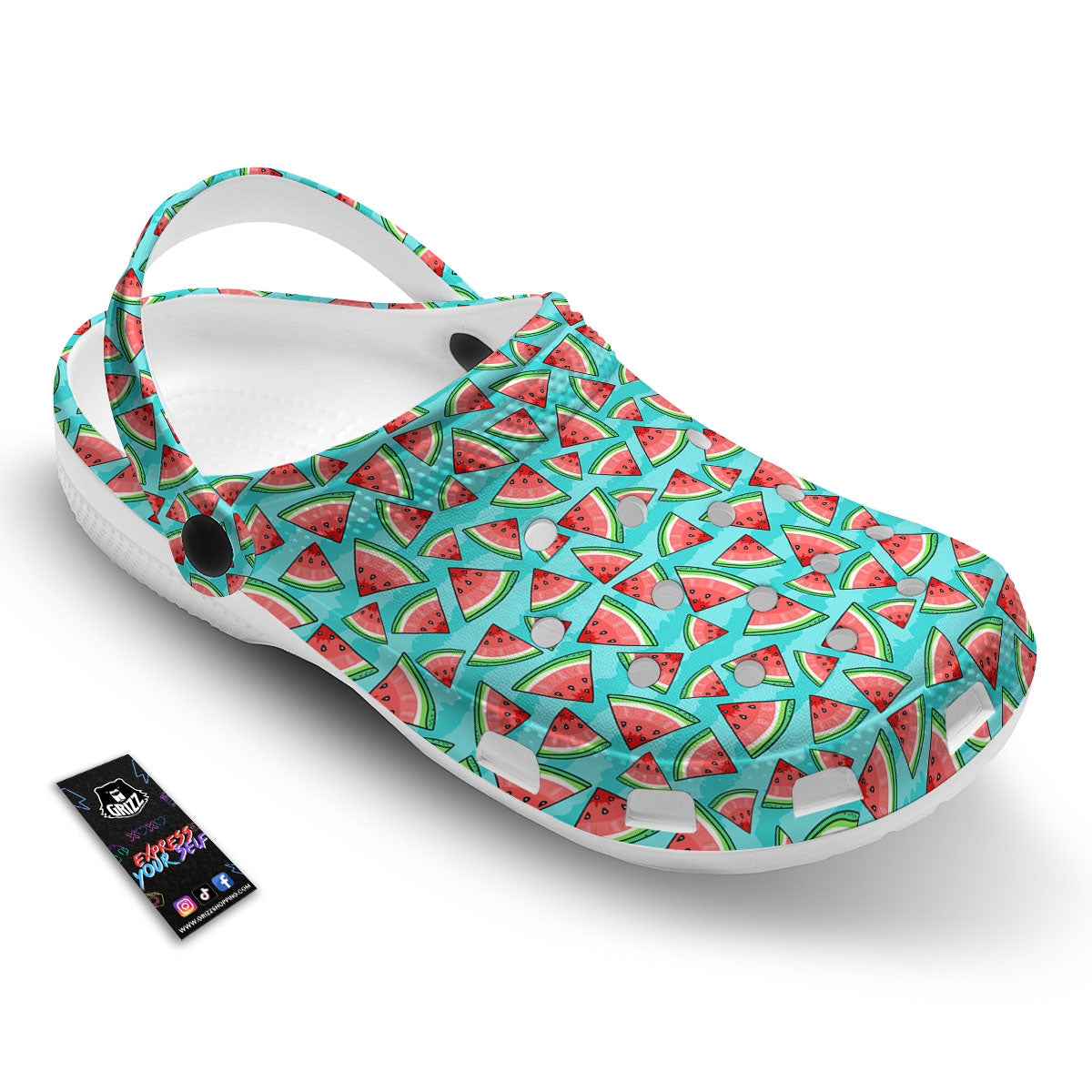 Watermelon Pieces Blue Print Pattern Clog-grizzshop