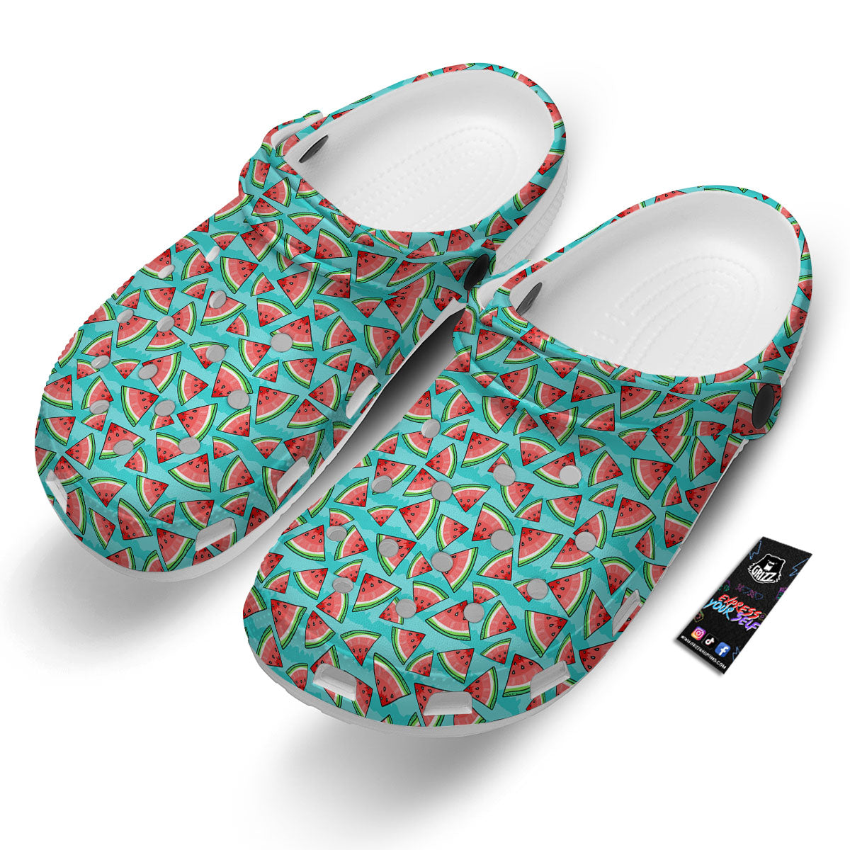 Watermelon Pieces Blue Print Pattern Clog-grizzshop