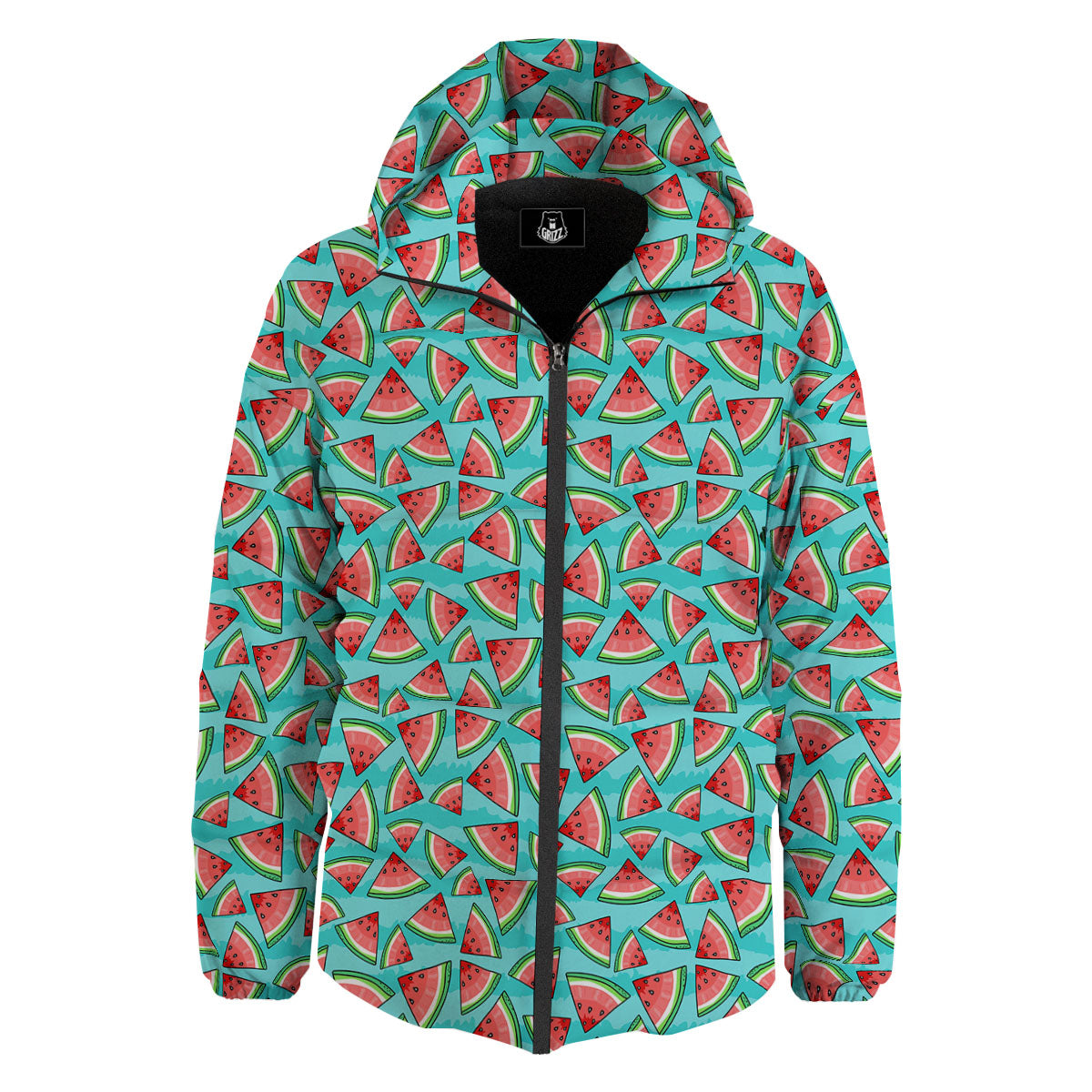 Watermelon Pieces Blue Print Pattern Down Jacket-grizzshop
