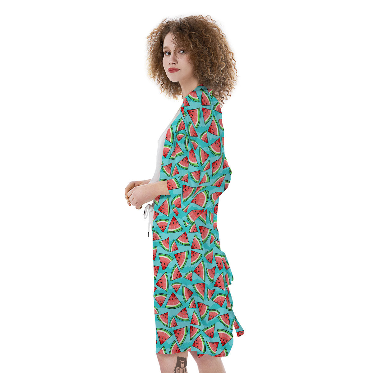 Watermelon Pieces Blue Print Pattern Kimono-grizzshop