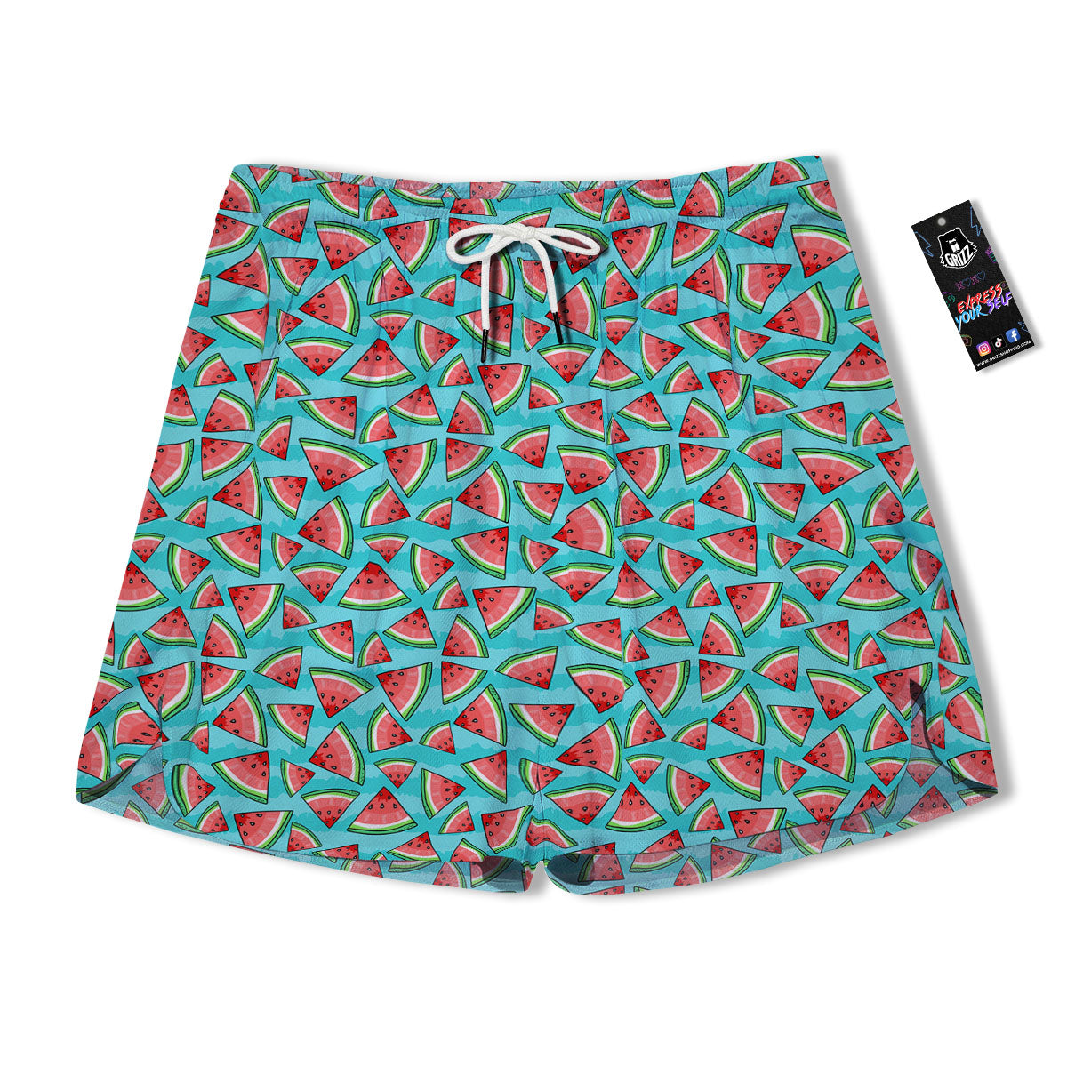 Watermelon Pieces Blue Print Pattern Men's Running Shorts-grizzshop