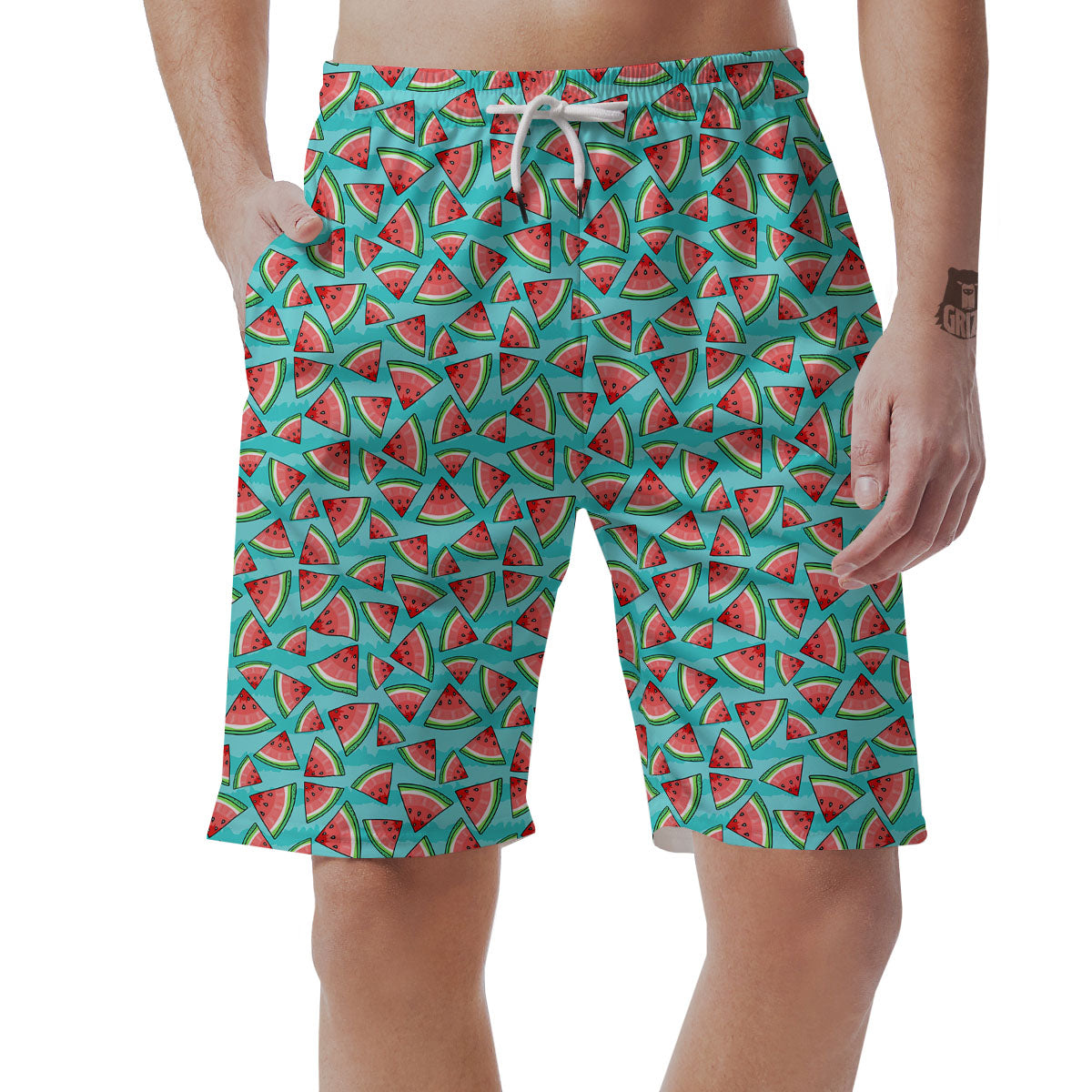 Watermelon Pieces Blue Print Pattern Men's Shorts-grizzshop