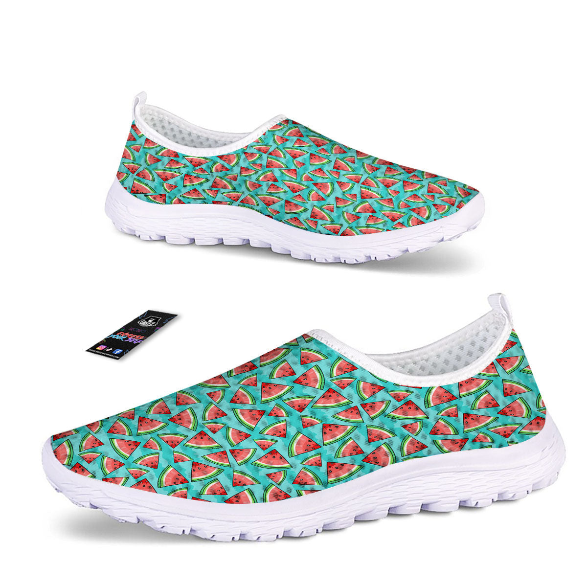 Watermelon Pieces Blue Print Pattern Nurse Shoes-grizzshop