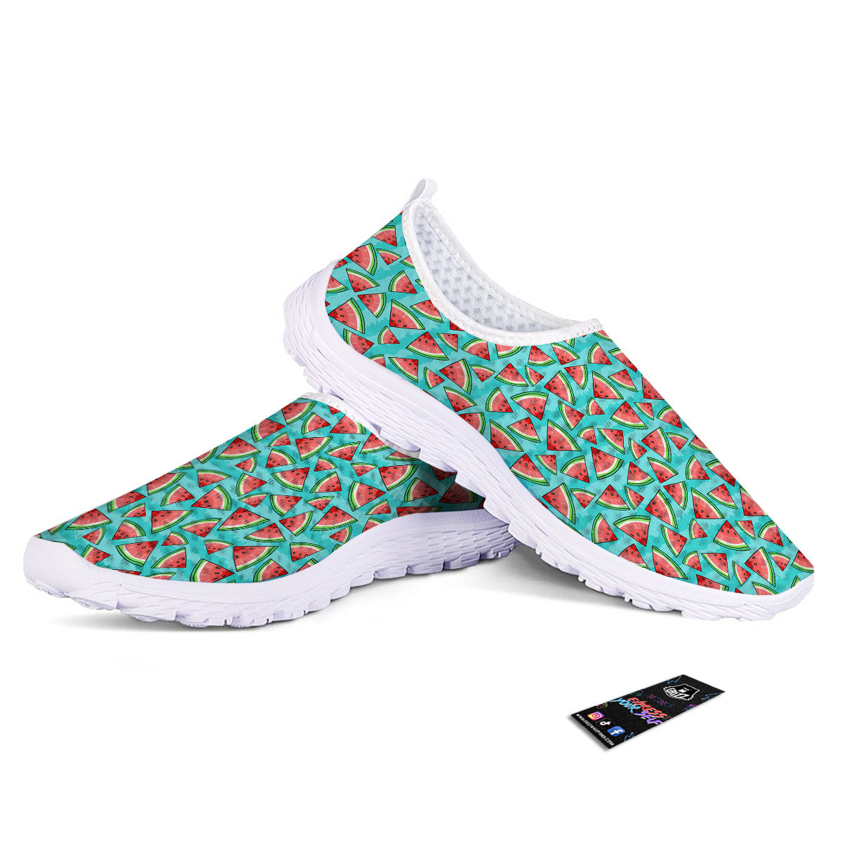 Watermelon Pieces Blue Print Pattern Nurse Shoes-grizzshop