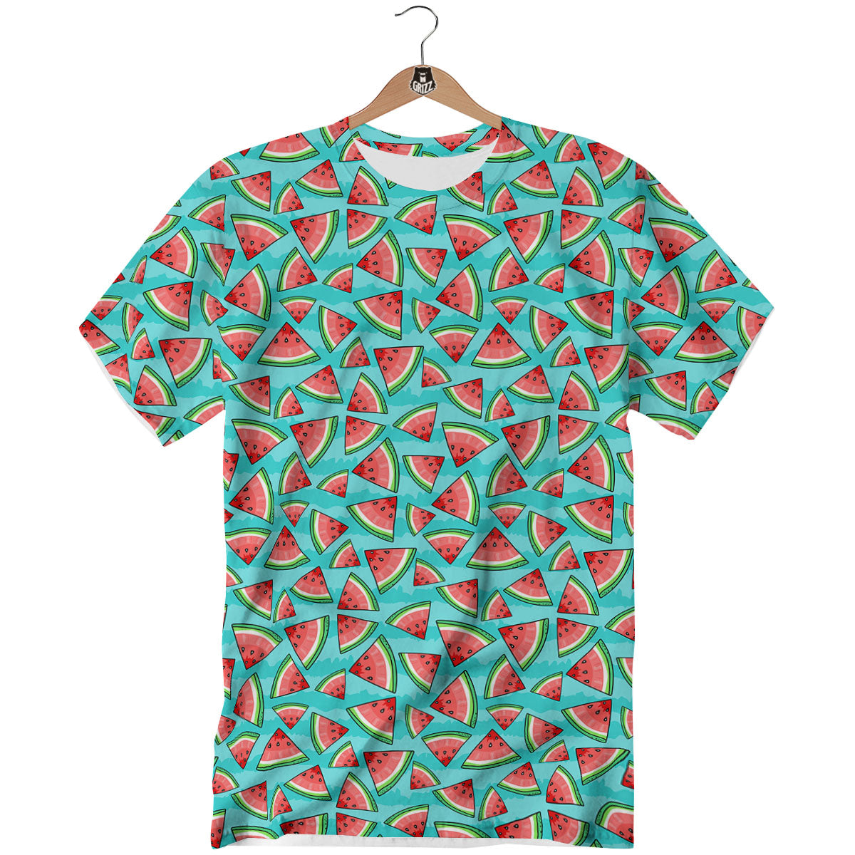 Watermelon Pieces Blue Print Pattern T-Shirt-grizzshop