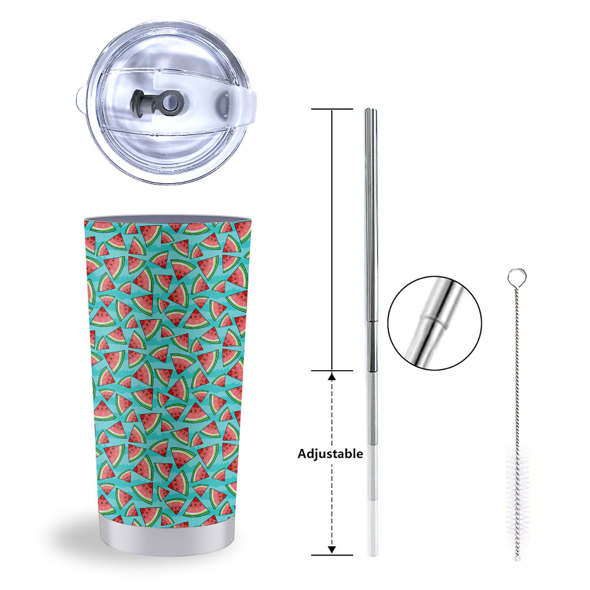 Watermelon Pieces Blue Print Pattern Tumbler-grizzshop