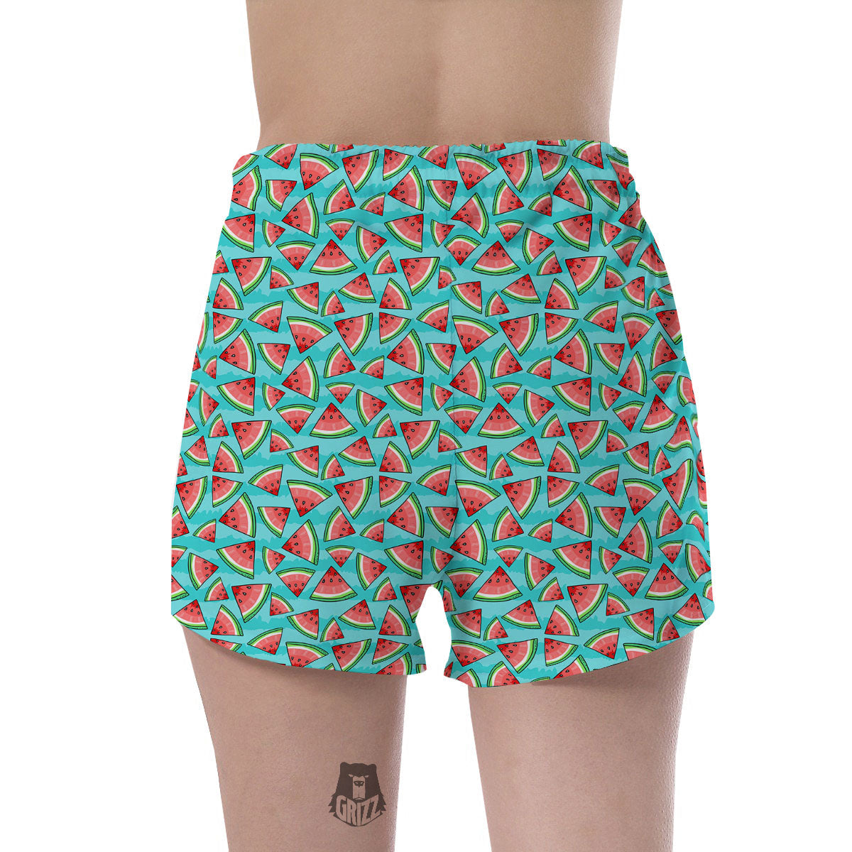 Watermelon Pieces Blue Print Pattern Women's Shorts-grizzshop