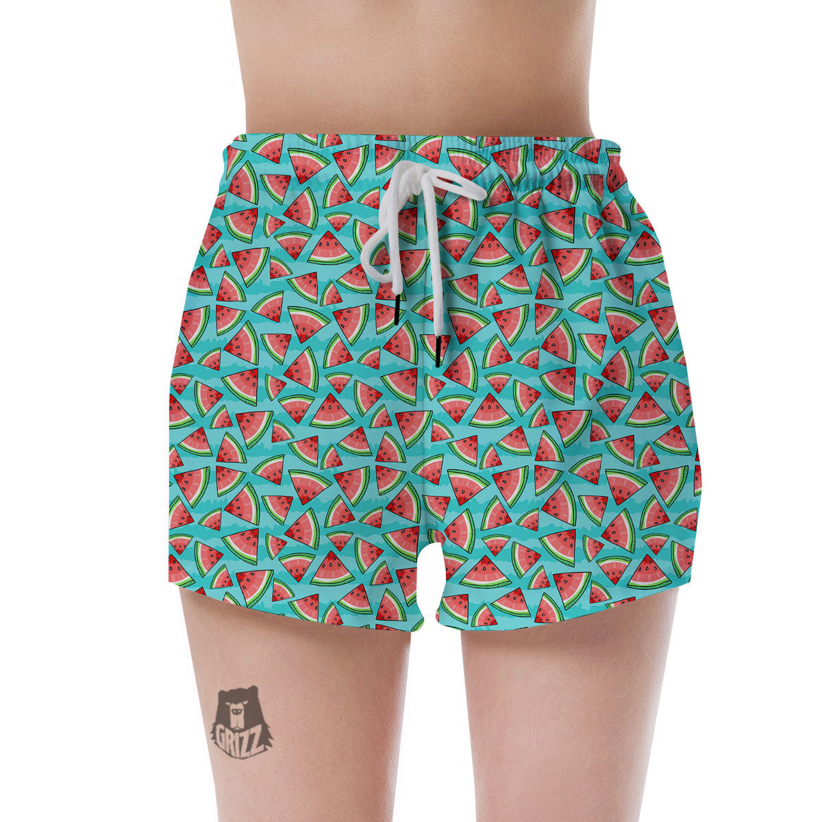 Watermelon Pieces Blue Print Pattern Women's Shorts-grizzshop