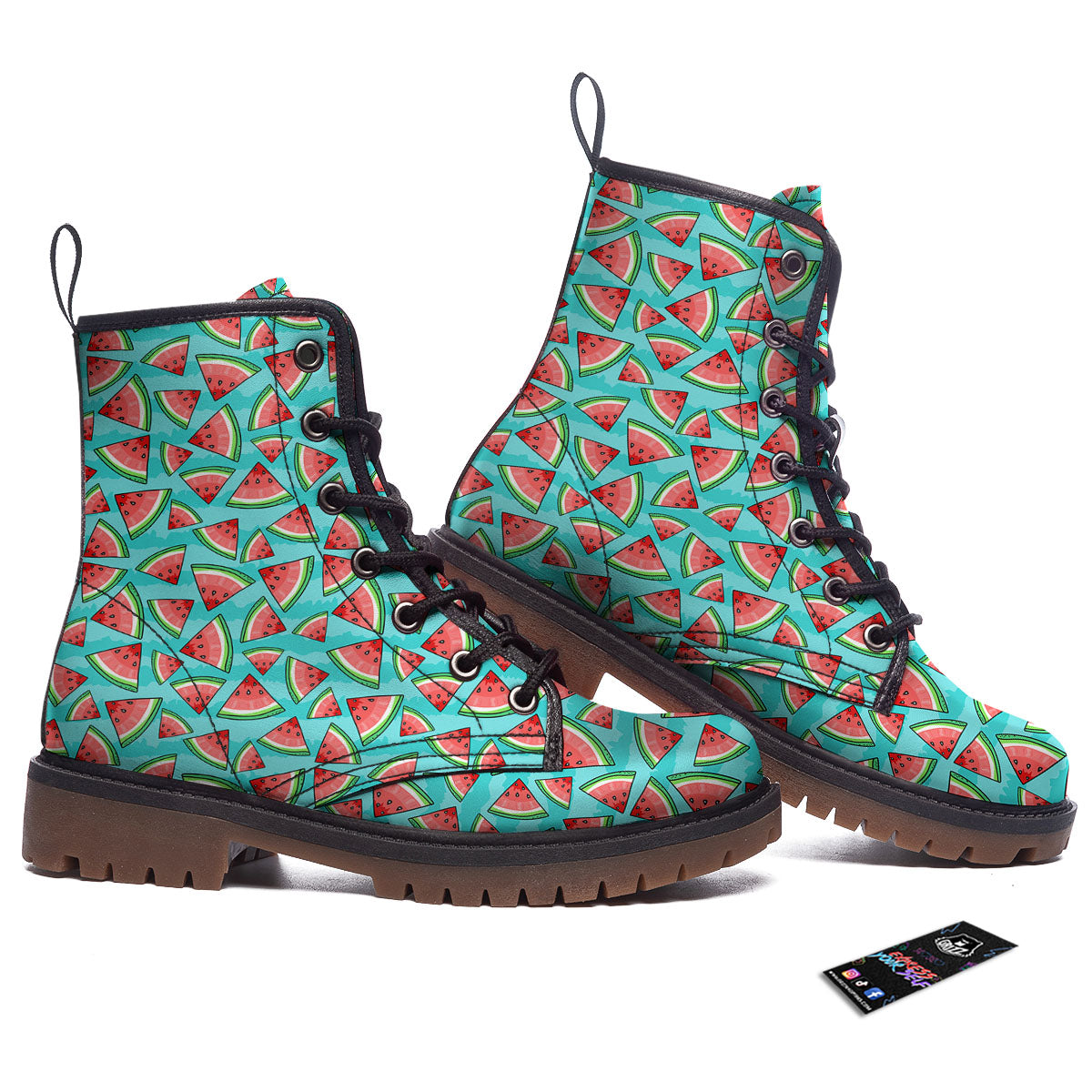 Watermelon Pieces Blue Print Pattern Work Boots-grizzshop
