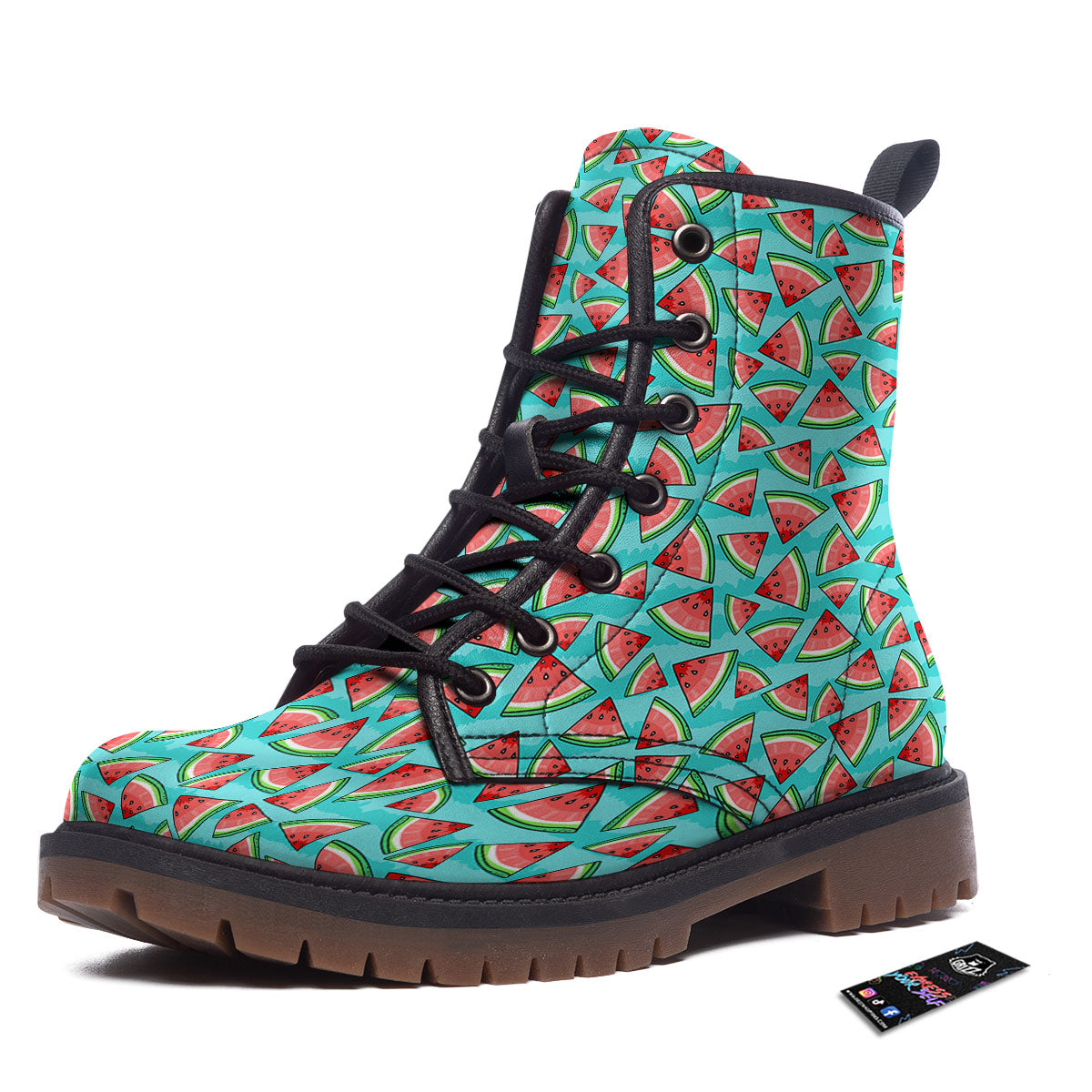 Watermelon Pieces Blue Print Pattern Work Boots-grizzshop