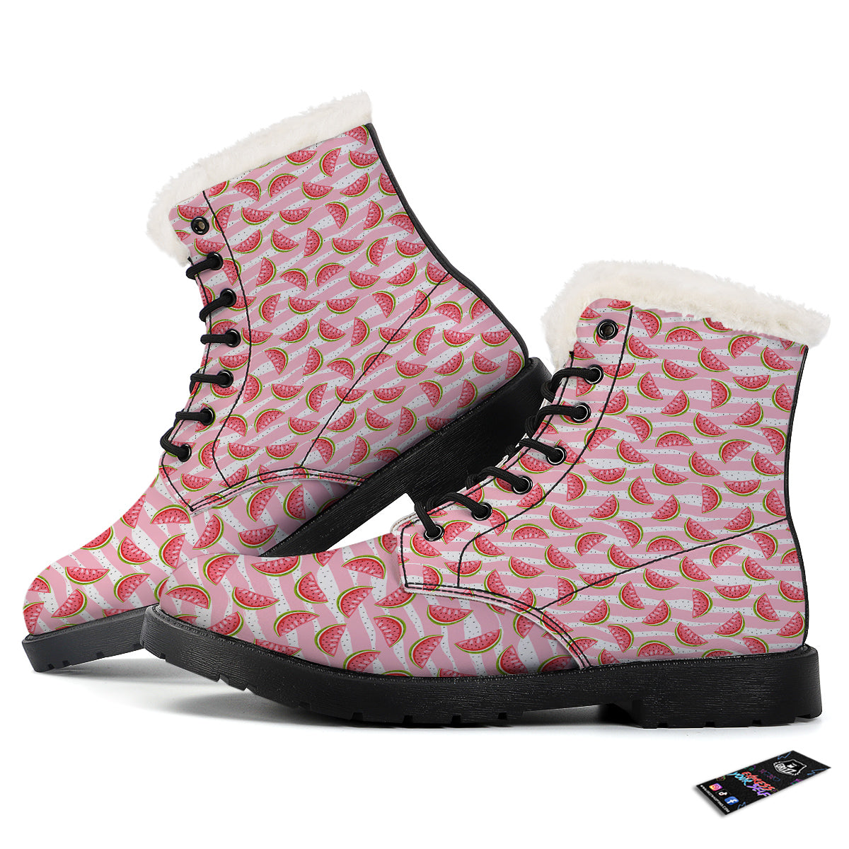 Watermelon Pieces Cute Print Pattern Winter Boots-grizzshop