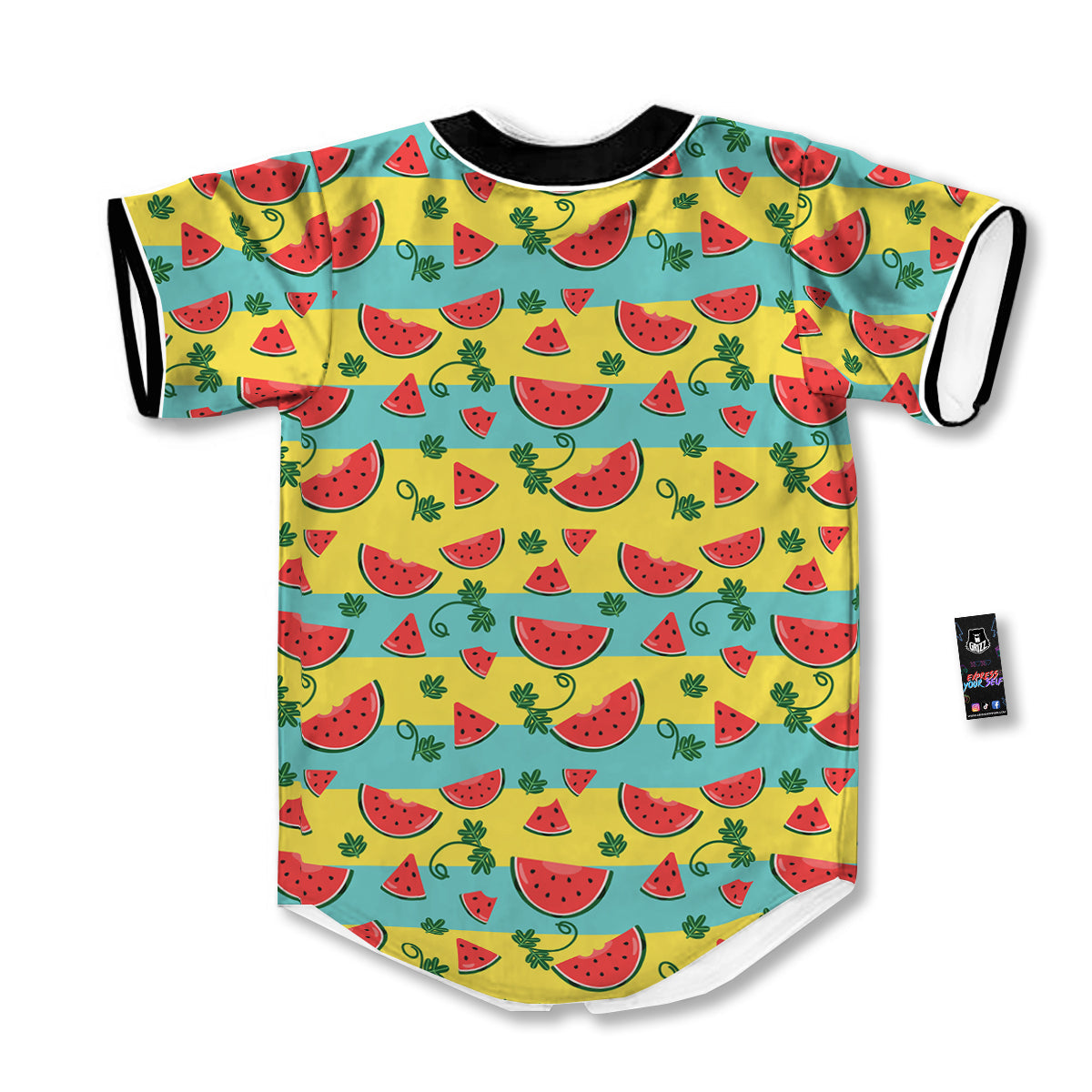 Watermelon Pieces Yellow Print Pattern Baseball Jersey-grizzshop