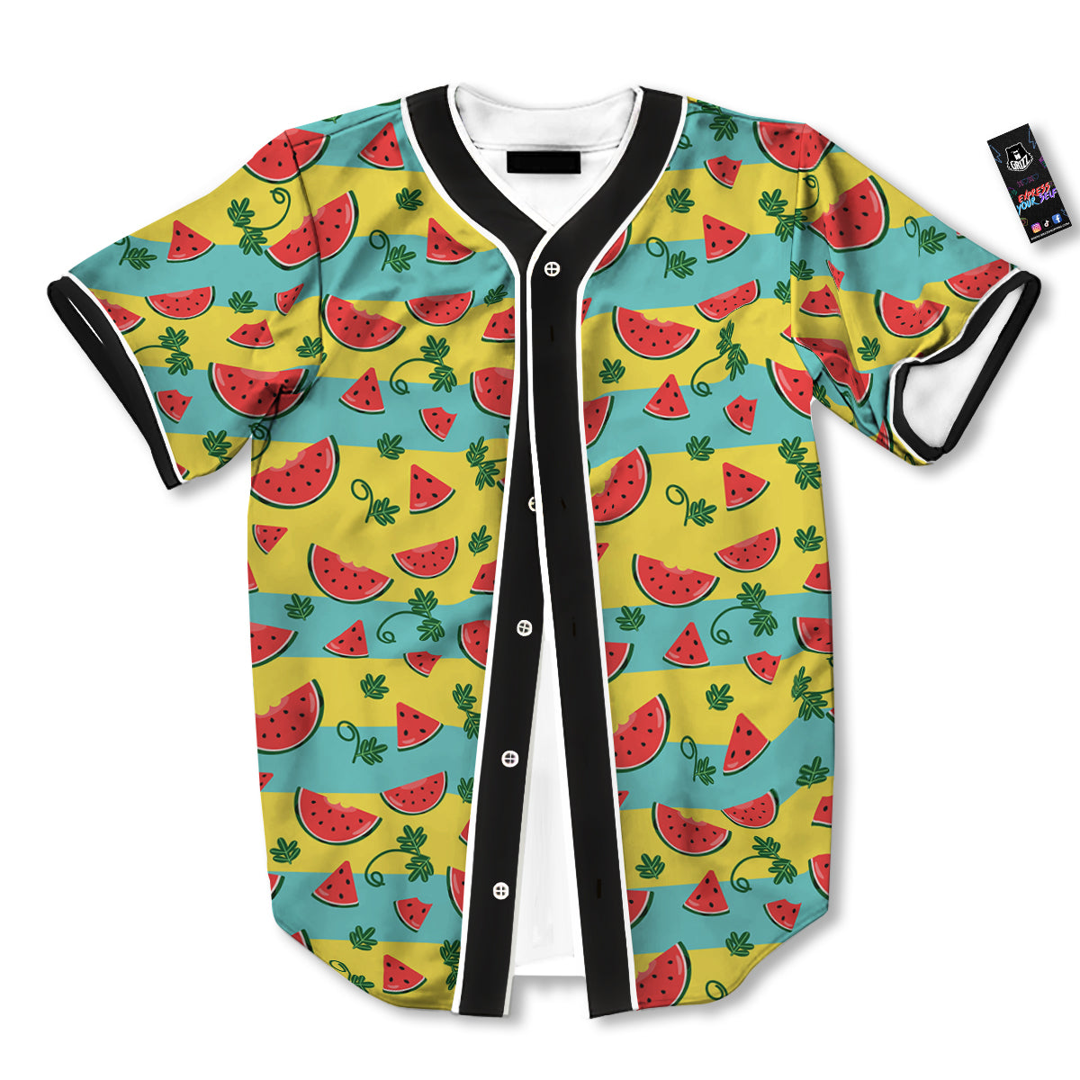 Watermelon Pieces Yellow Print Pattern Baseball Jersey-grizzshop
