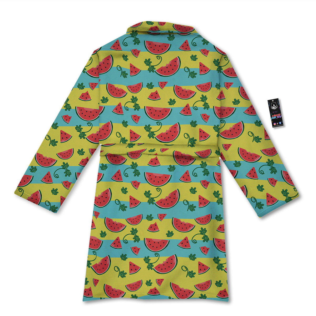 Watermelon Pieces Yellow Print Pattern Bathrobe-grizzshop
