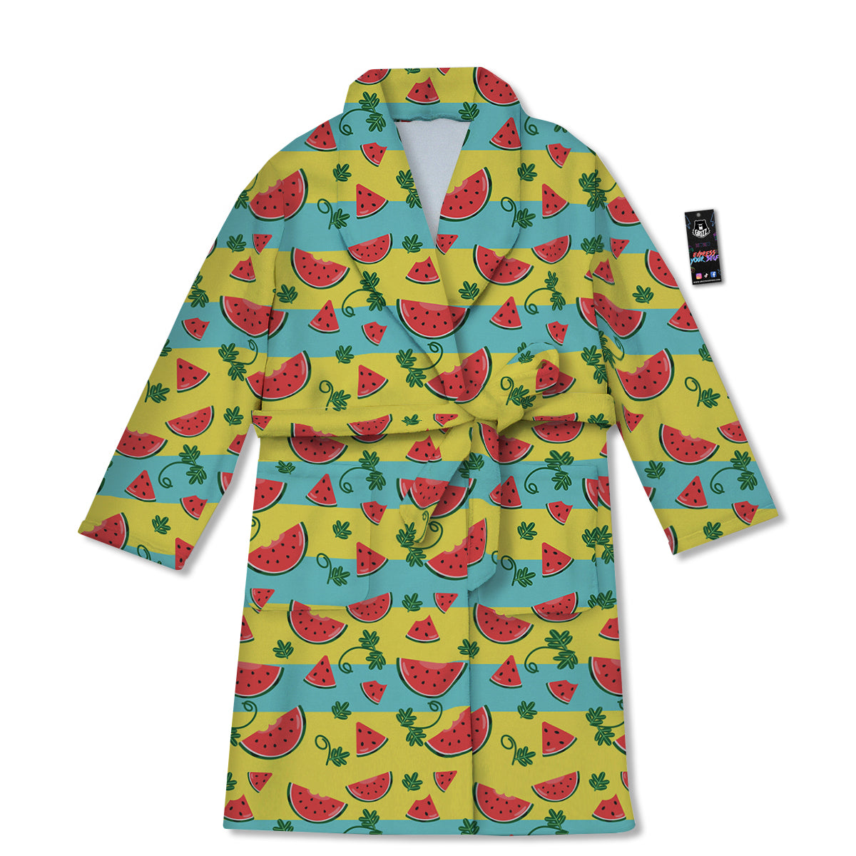 Watermelon Pieces Yellow Print Pattern Bathrobe-grizzshop