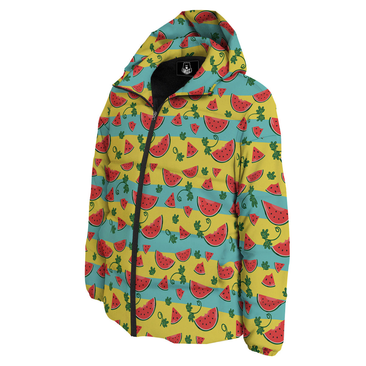 Watermelon Pieces Yellow Print Pattern Down Jacket-grizzshop
