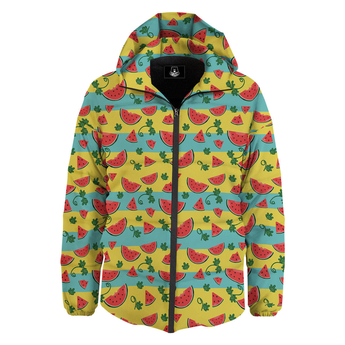 Watermelon Pieces Yellow Print Pattern Down Jacket-grizzshop