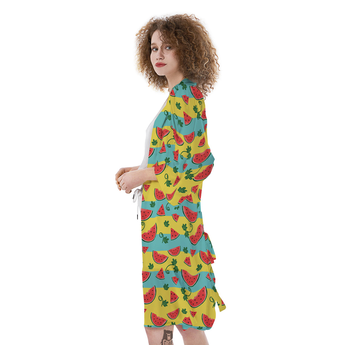 Watermelon Pieces Yellow Print Pattern Kimono-grizzshop