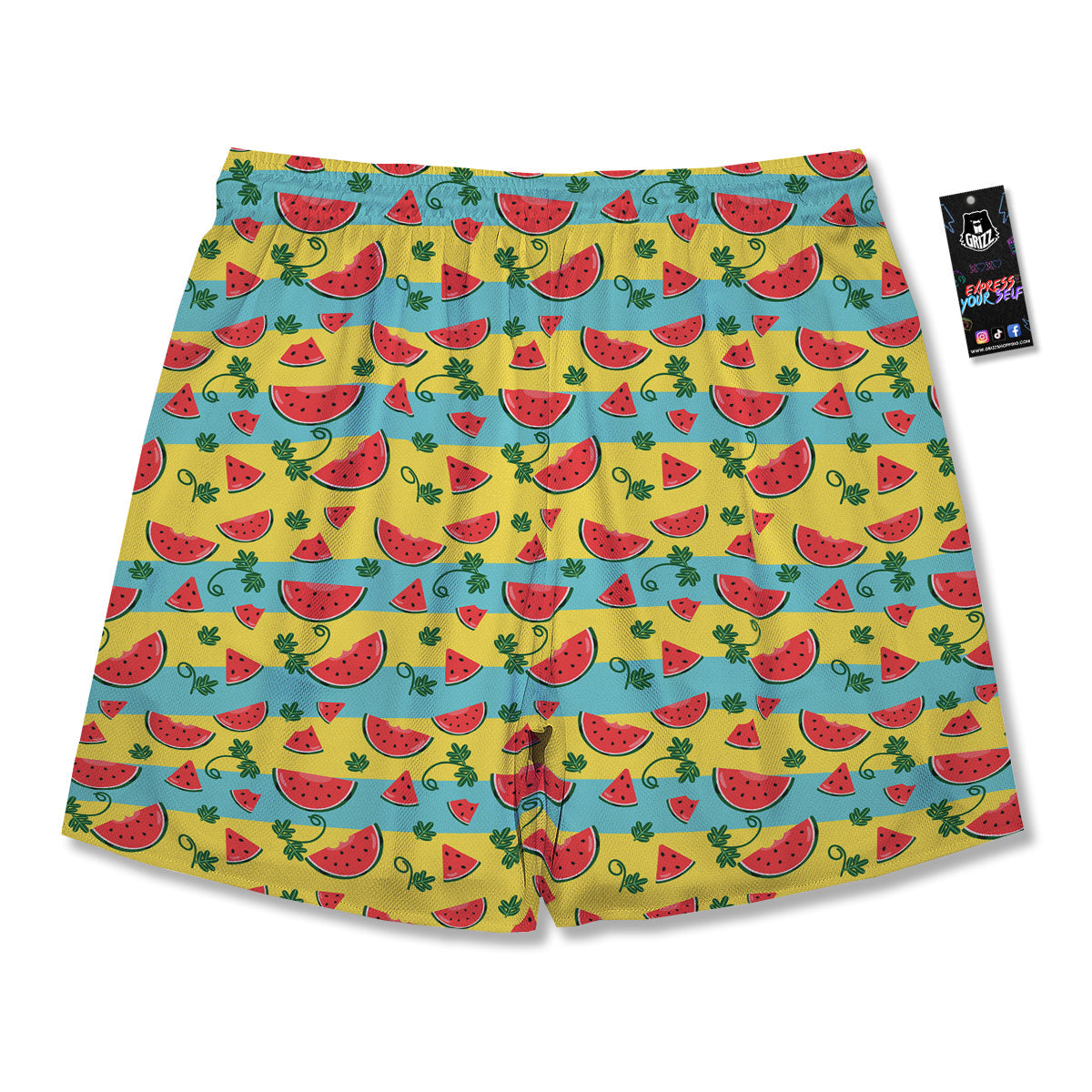 Watermelon Pieces Yellow Print Pattern Men's Running Shorts-grizzshop