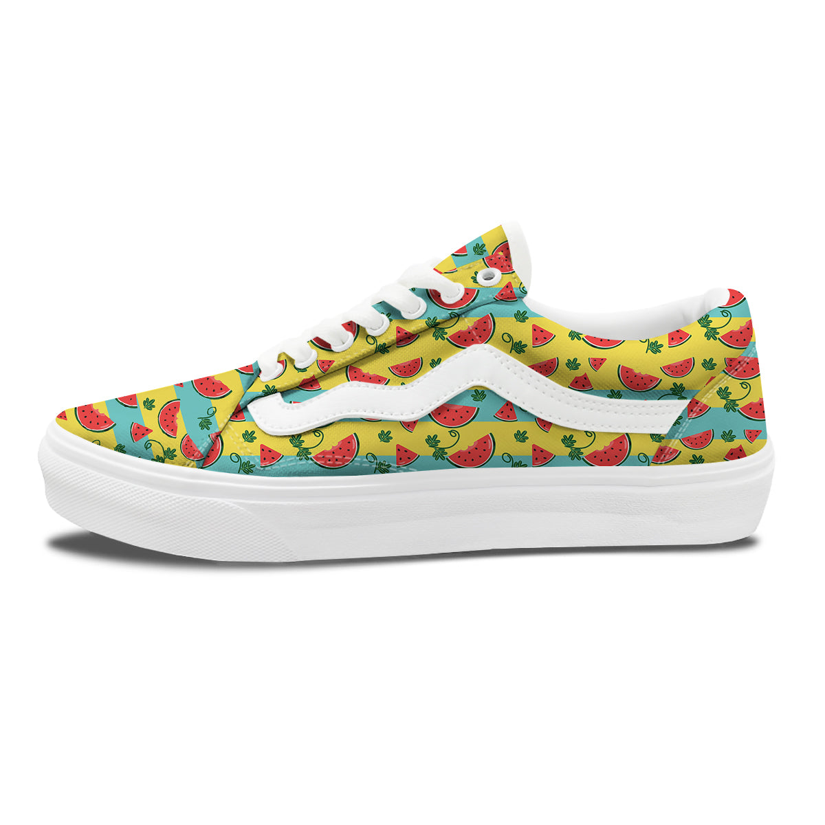 Watermelon Pieces Yellow Print Pattern Skate Shoes-grizzshop