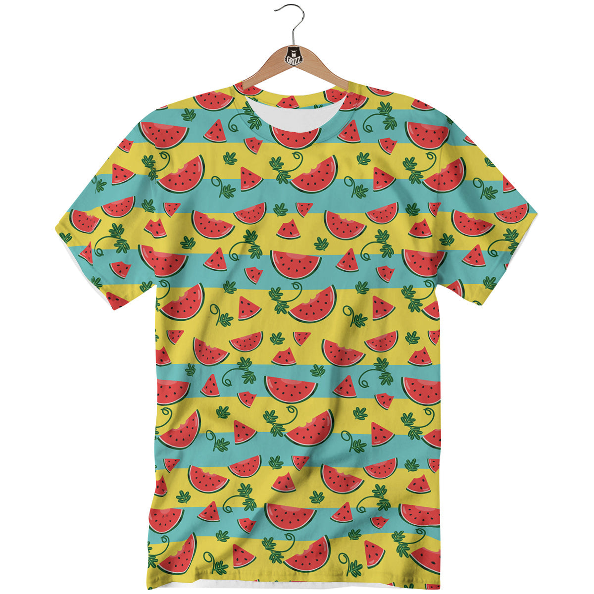 Watermelon Pieces Yellow Print Pattern T-Shirt-grizzshop