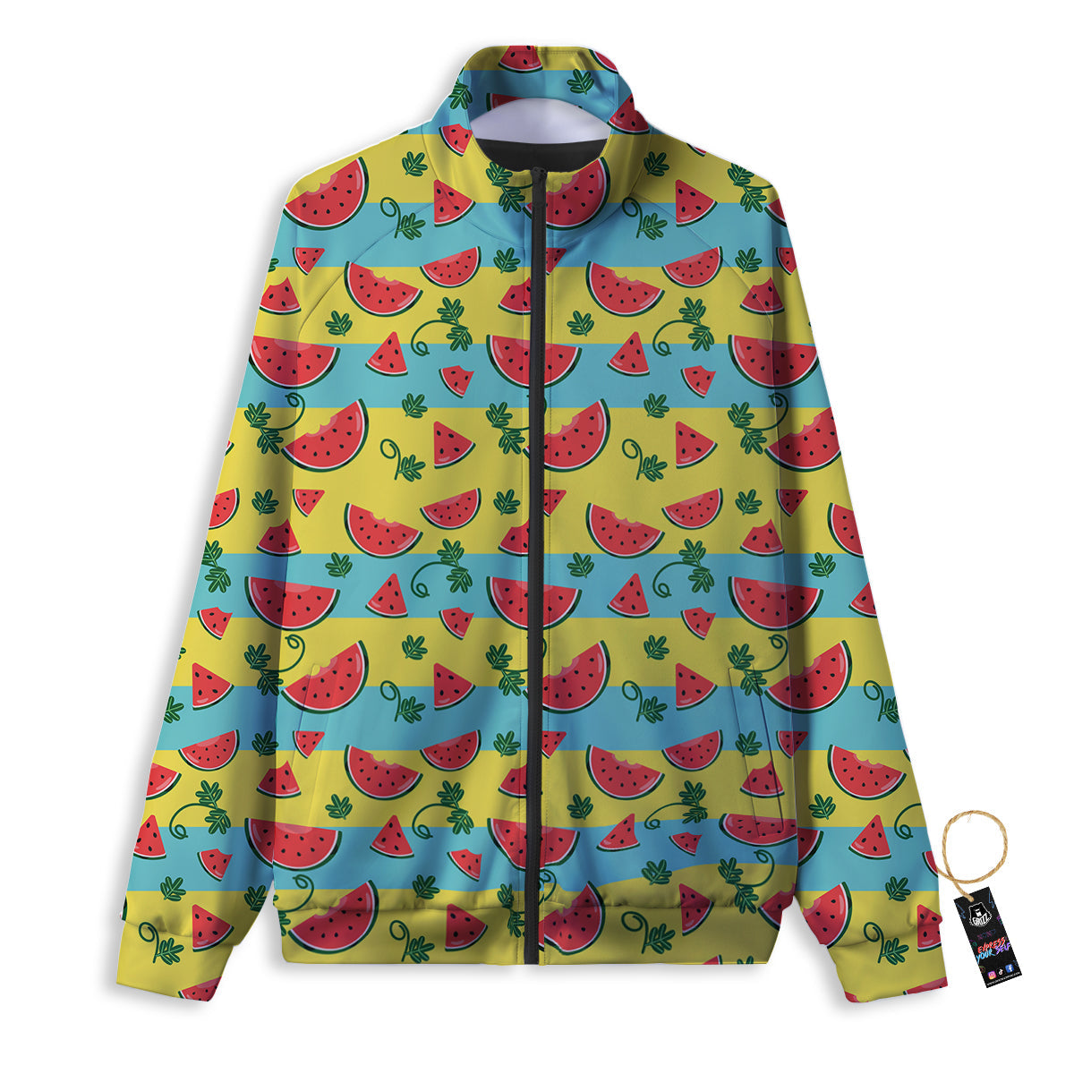 Watermelon Pieces Yellow Print Pattern Track Jacket-grizzshop