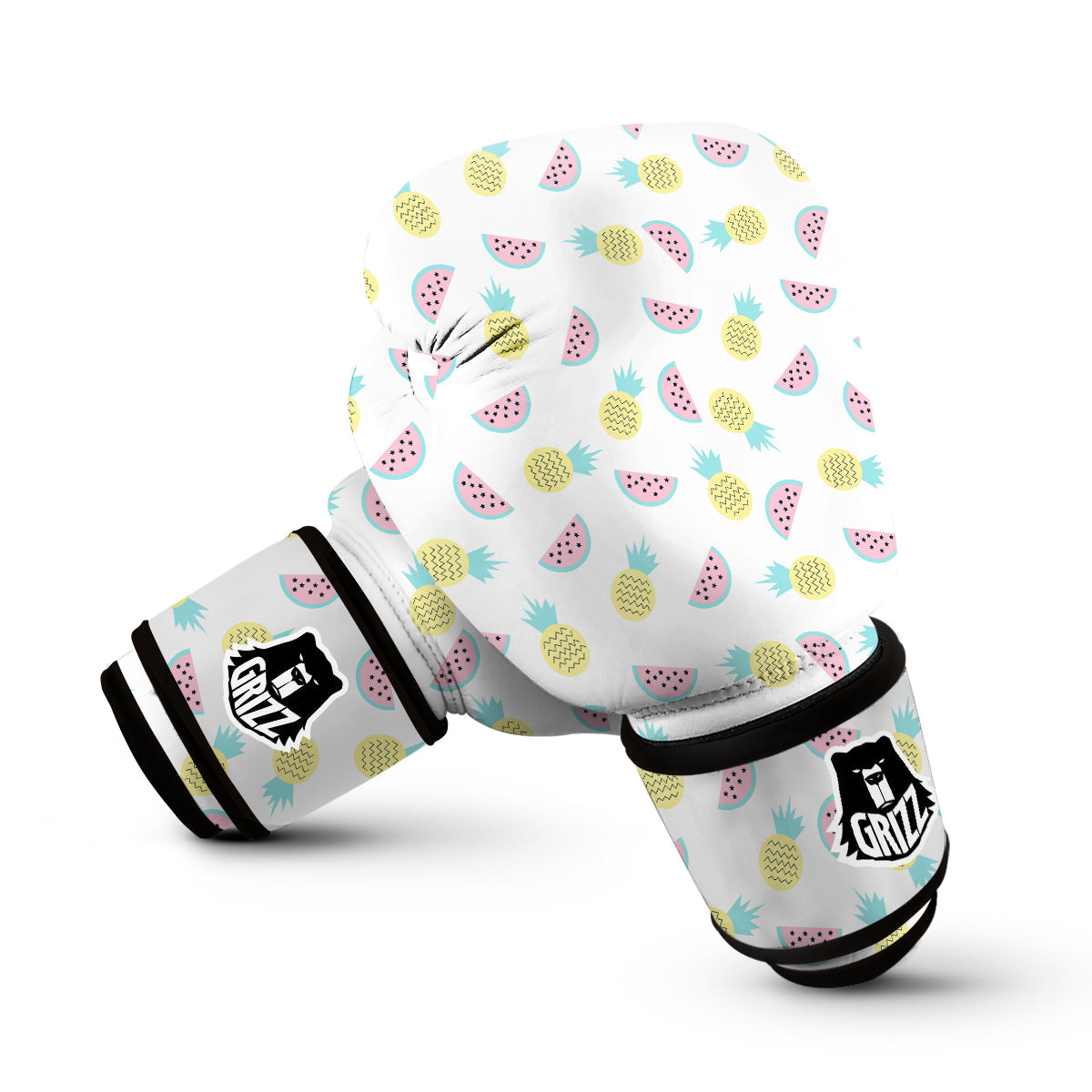 Watermelon Pineapple Piece White Pattern Print Boxing Gloves-grizzshop