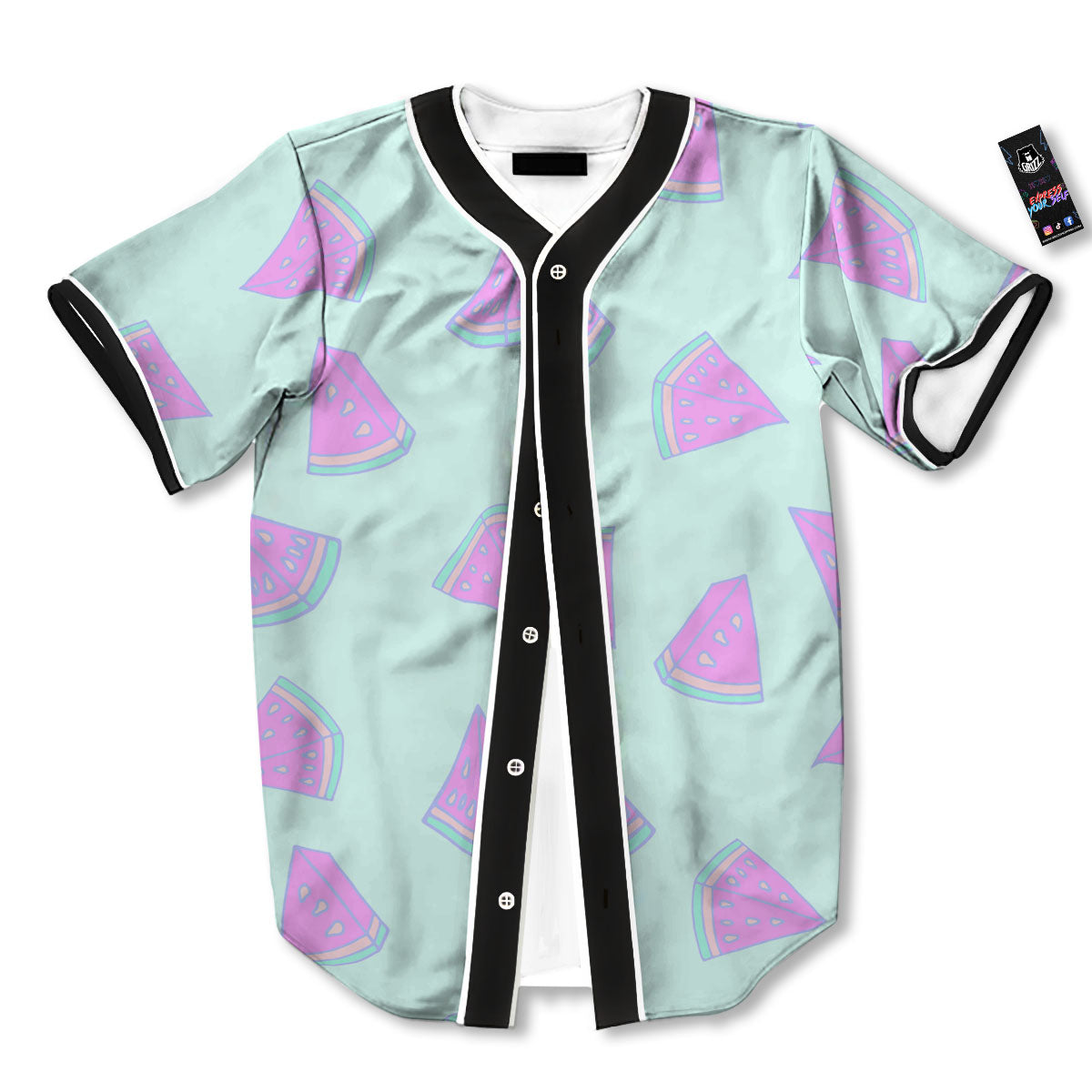 Watermelon Purple Tropical Print Pattern Baseball Jersey-grizzshop