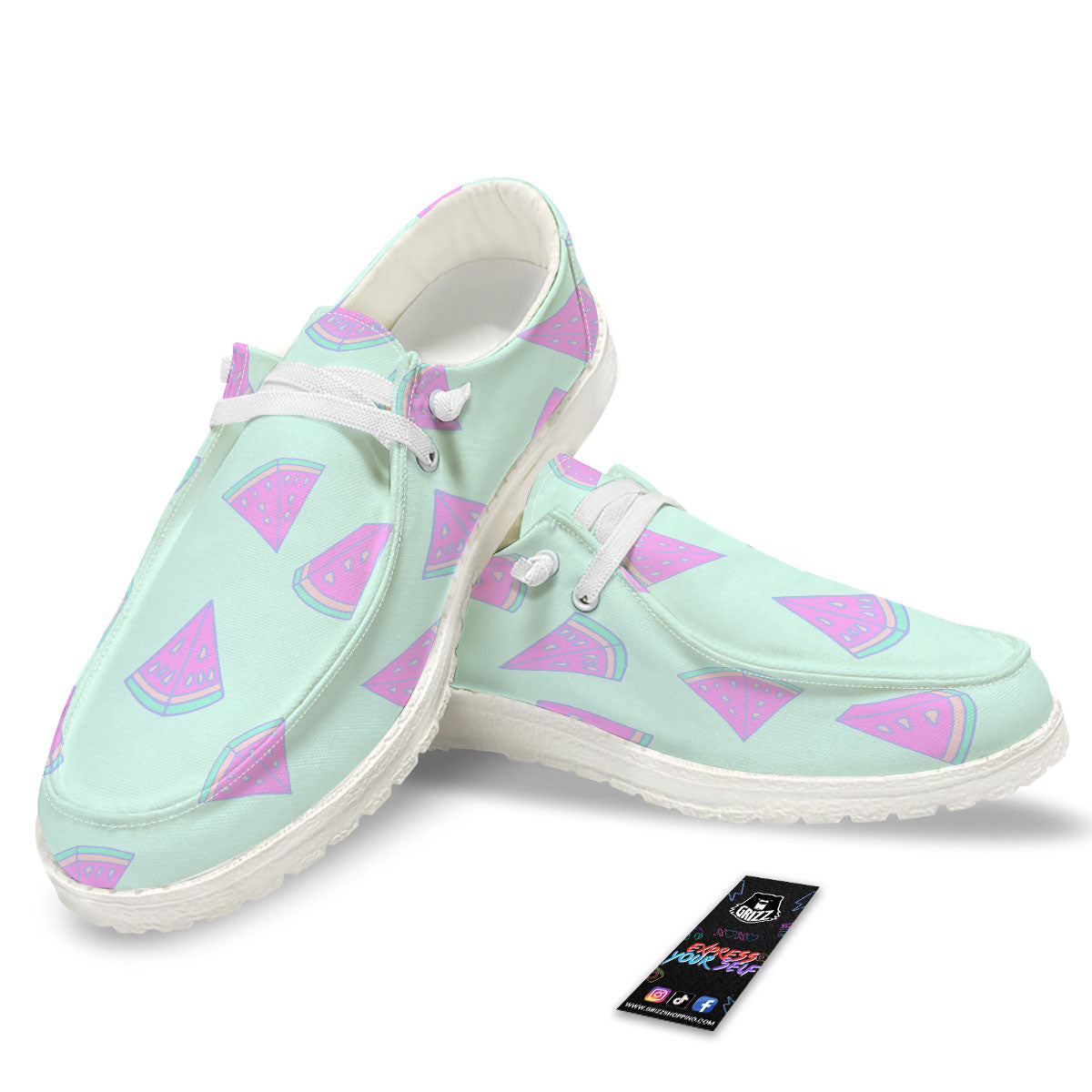 Watermelon Purple Tropical Print Pattern Black Loafers-grizzshop