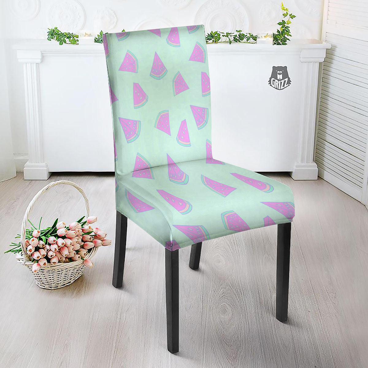 Watermelon Purple Tropical Print Pattern Dining Chair Slipcover-grizzshop