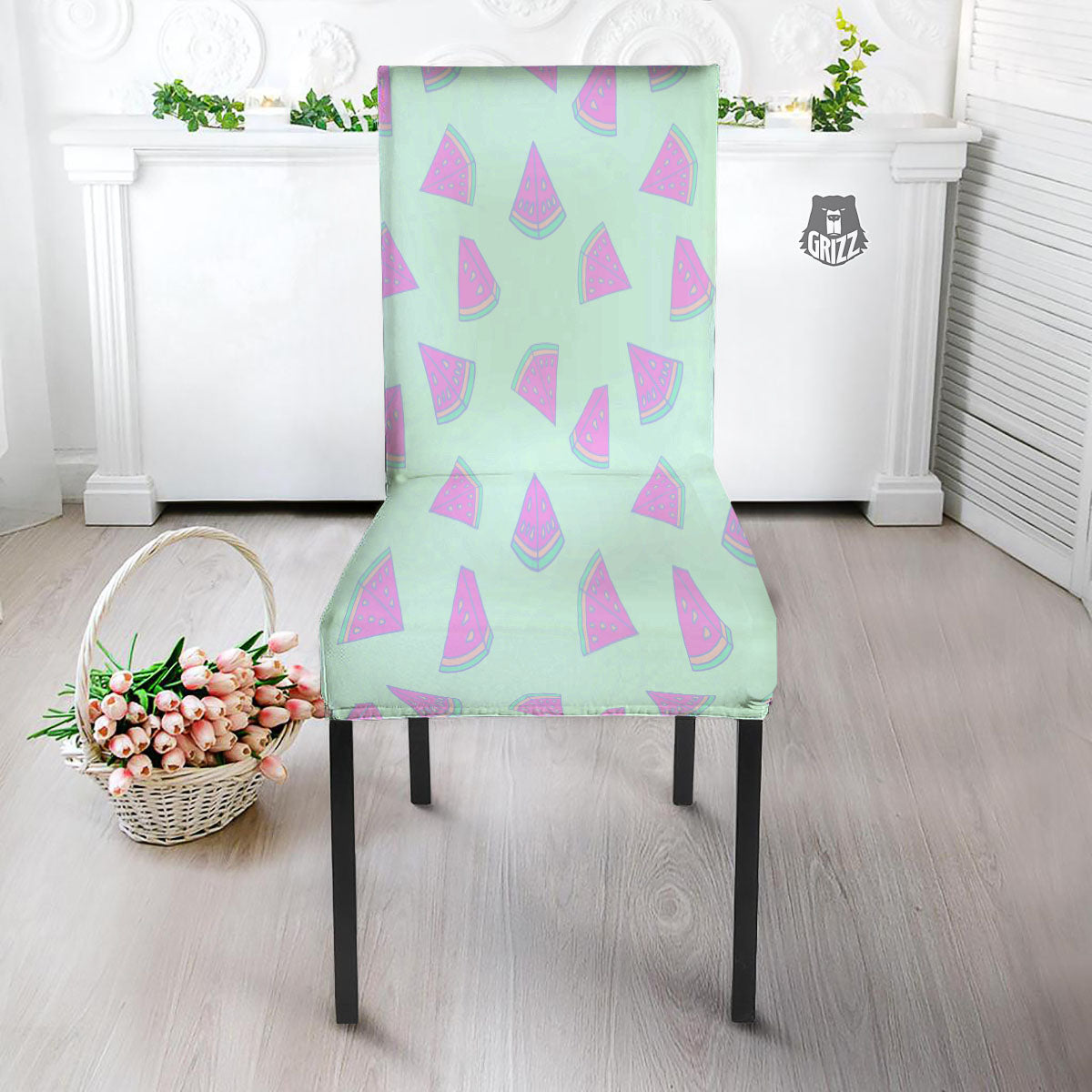 Watermelon Purple Tropical Print Pattern Dining Chair Slipcover-grizzshop