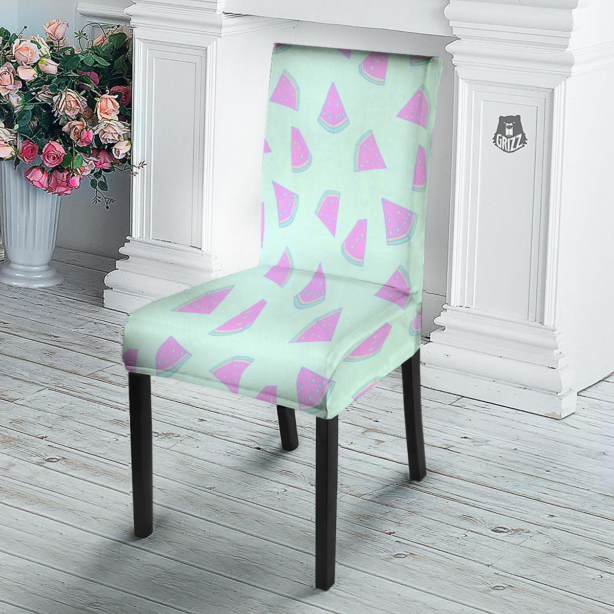 Watermelon Purple Tropical Print Pattern Dining Chair Slipcover-grizzshop